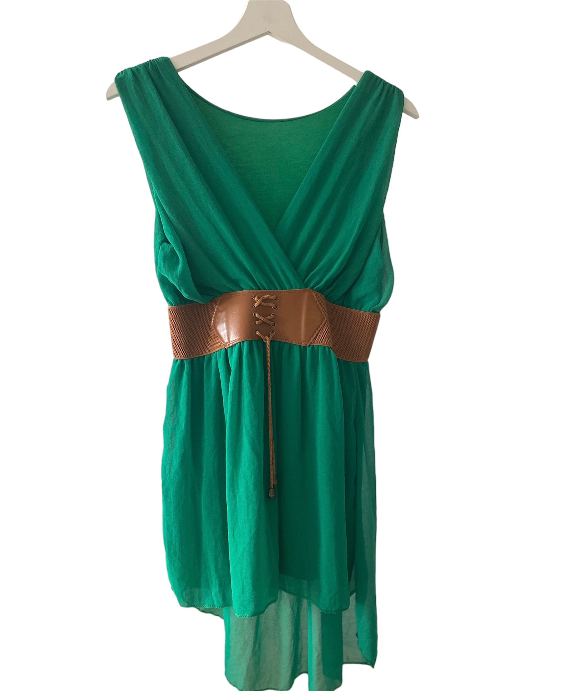 Mini vestido asimétrico verde