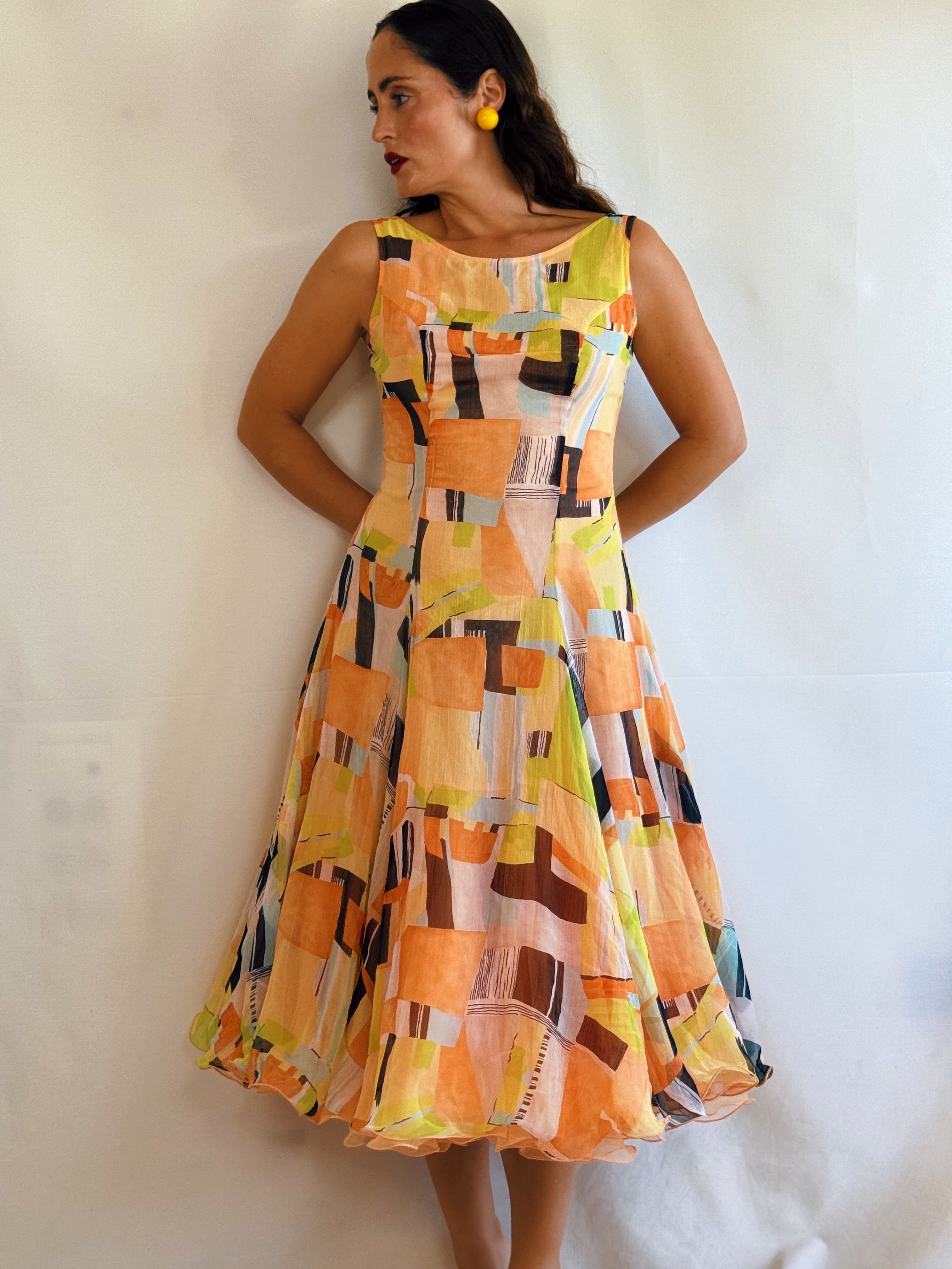 Vestido vintage tulipán con can-can