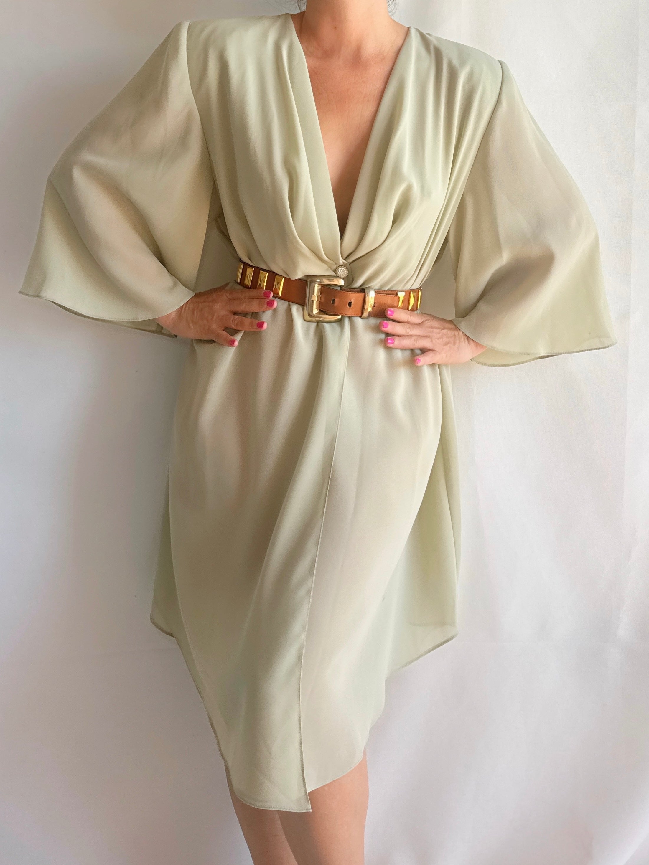 Vestido tipo sobrecamisa transparente vintage