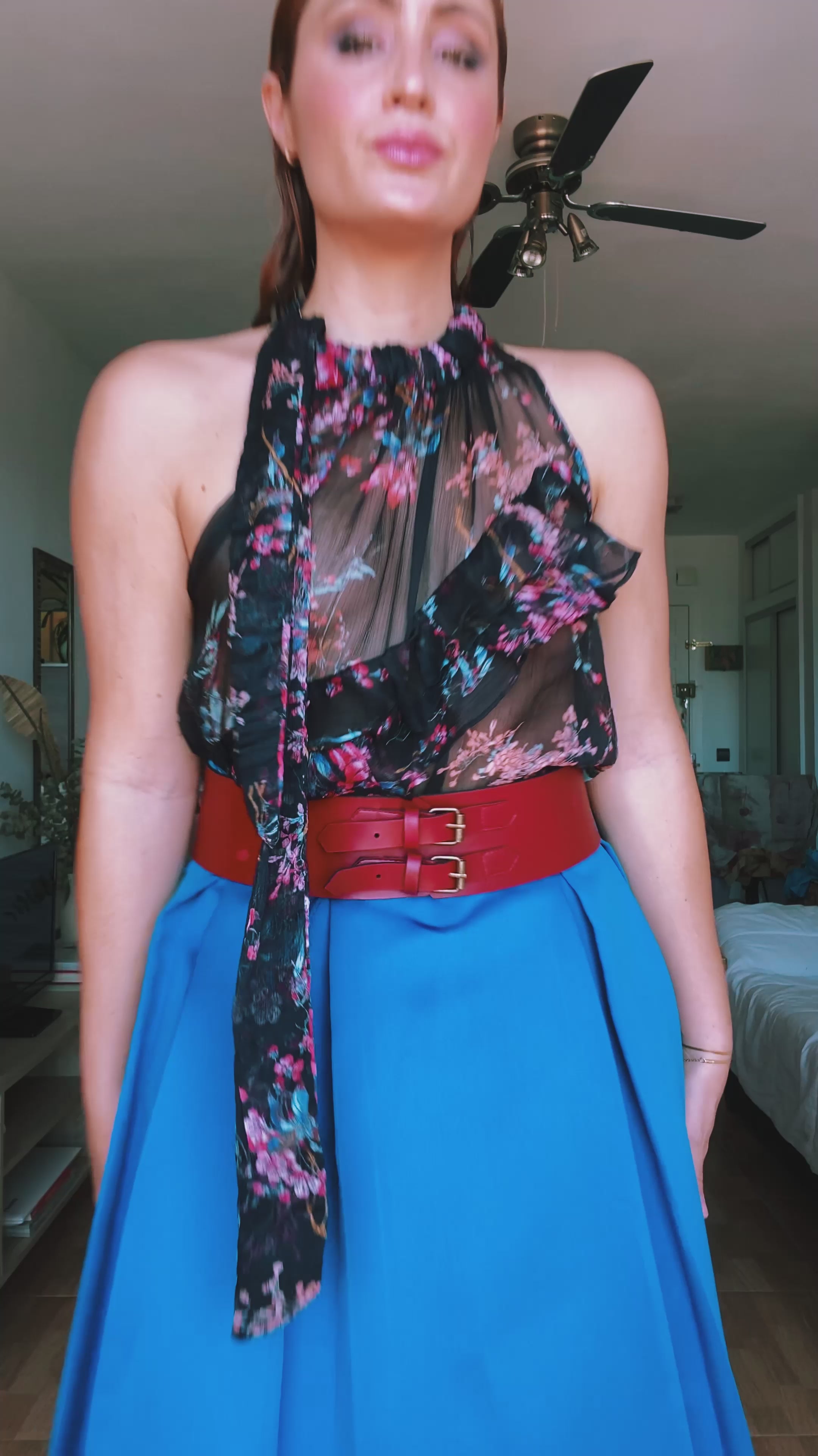 Falda vintage satén