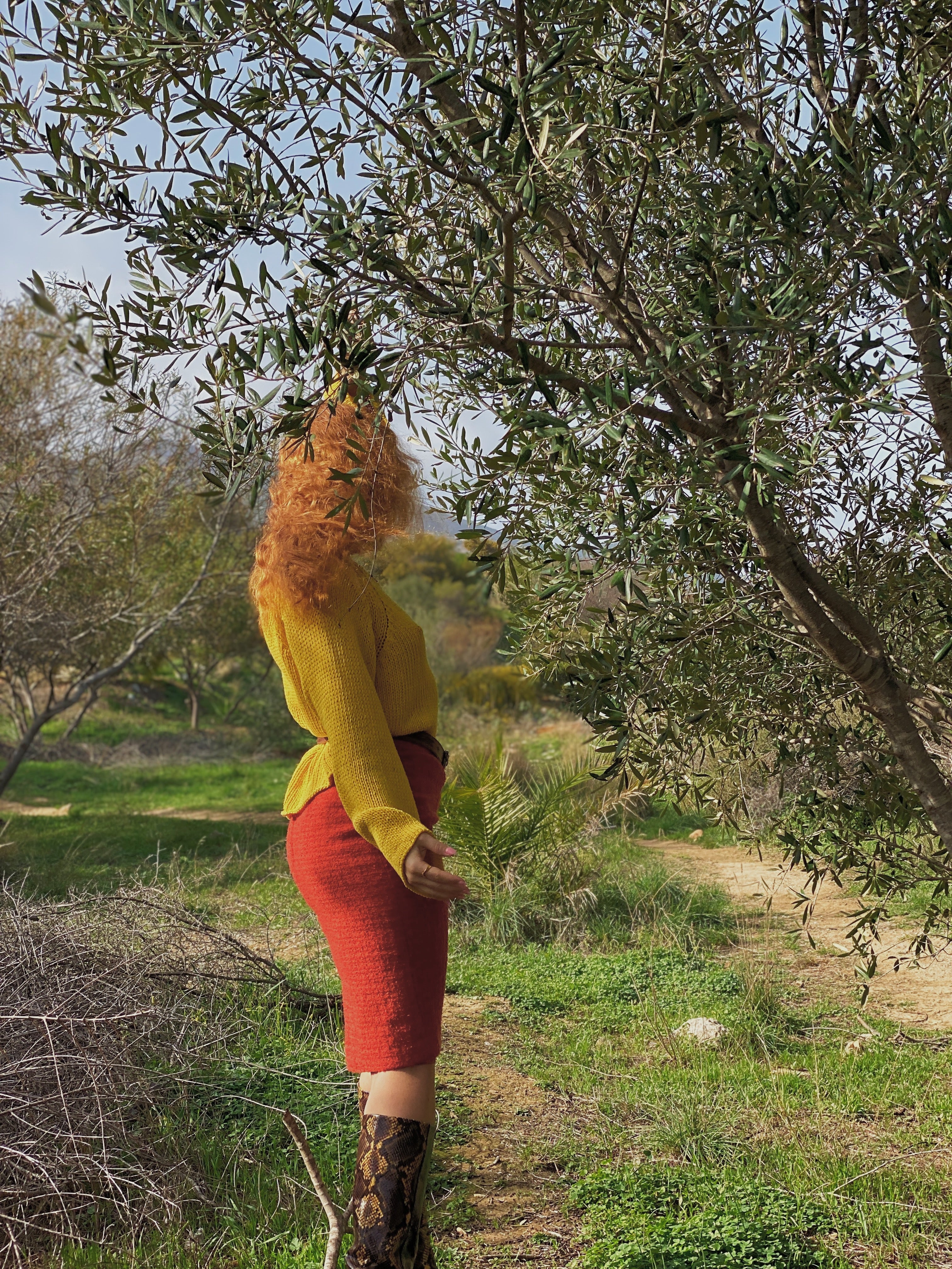 Falda vintage naranja