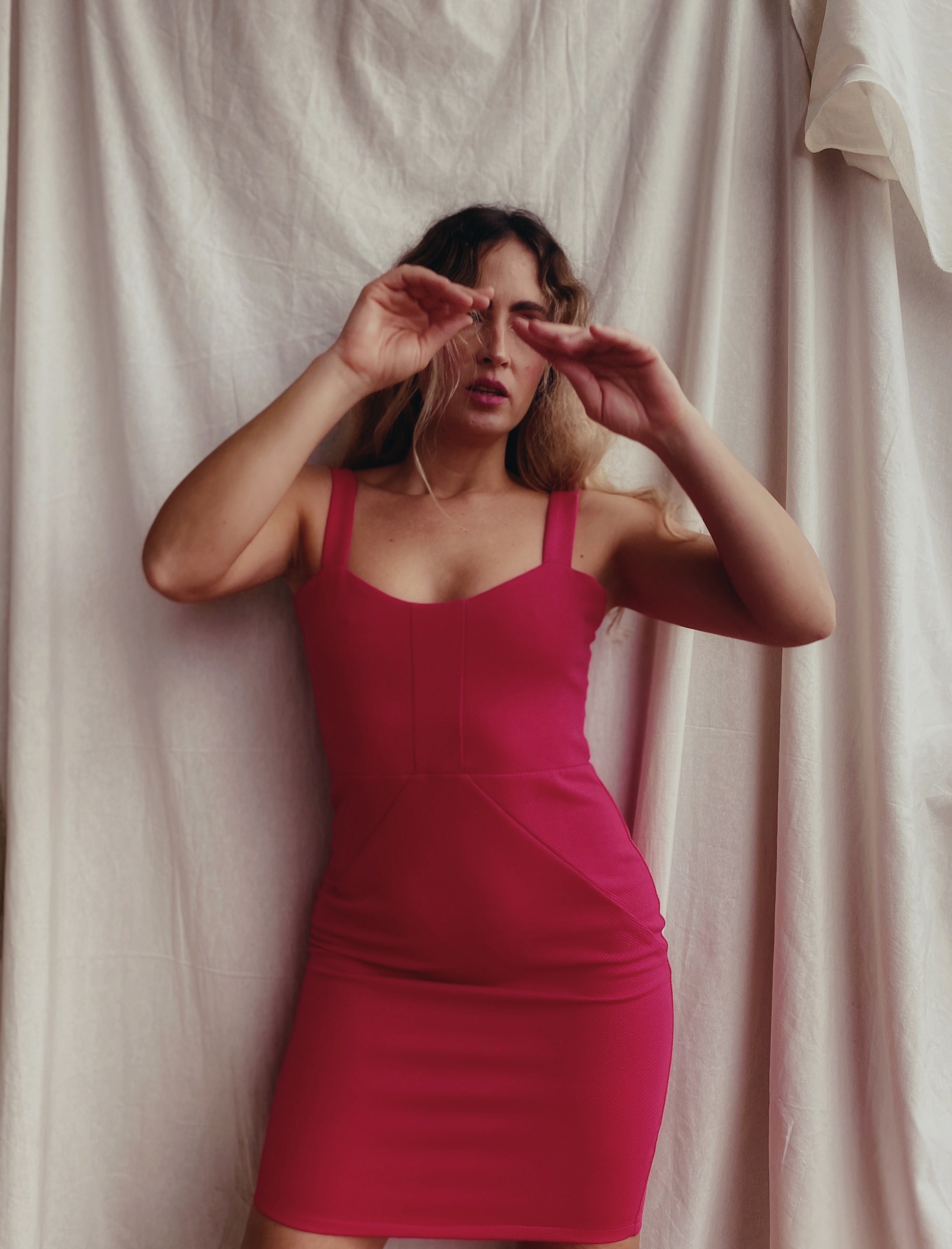 Vestido fucsia vintage