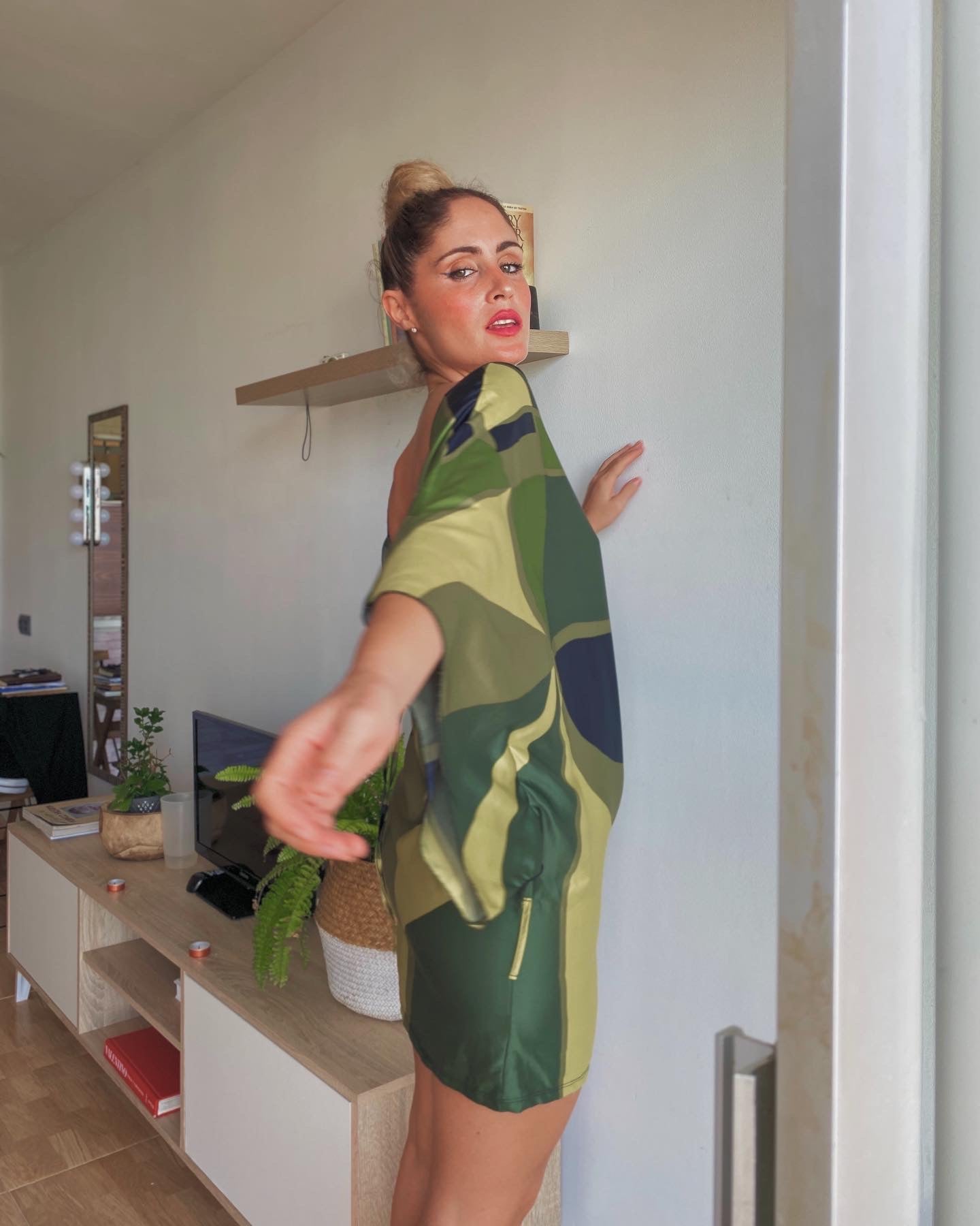 Vestido satén verde