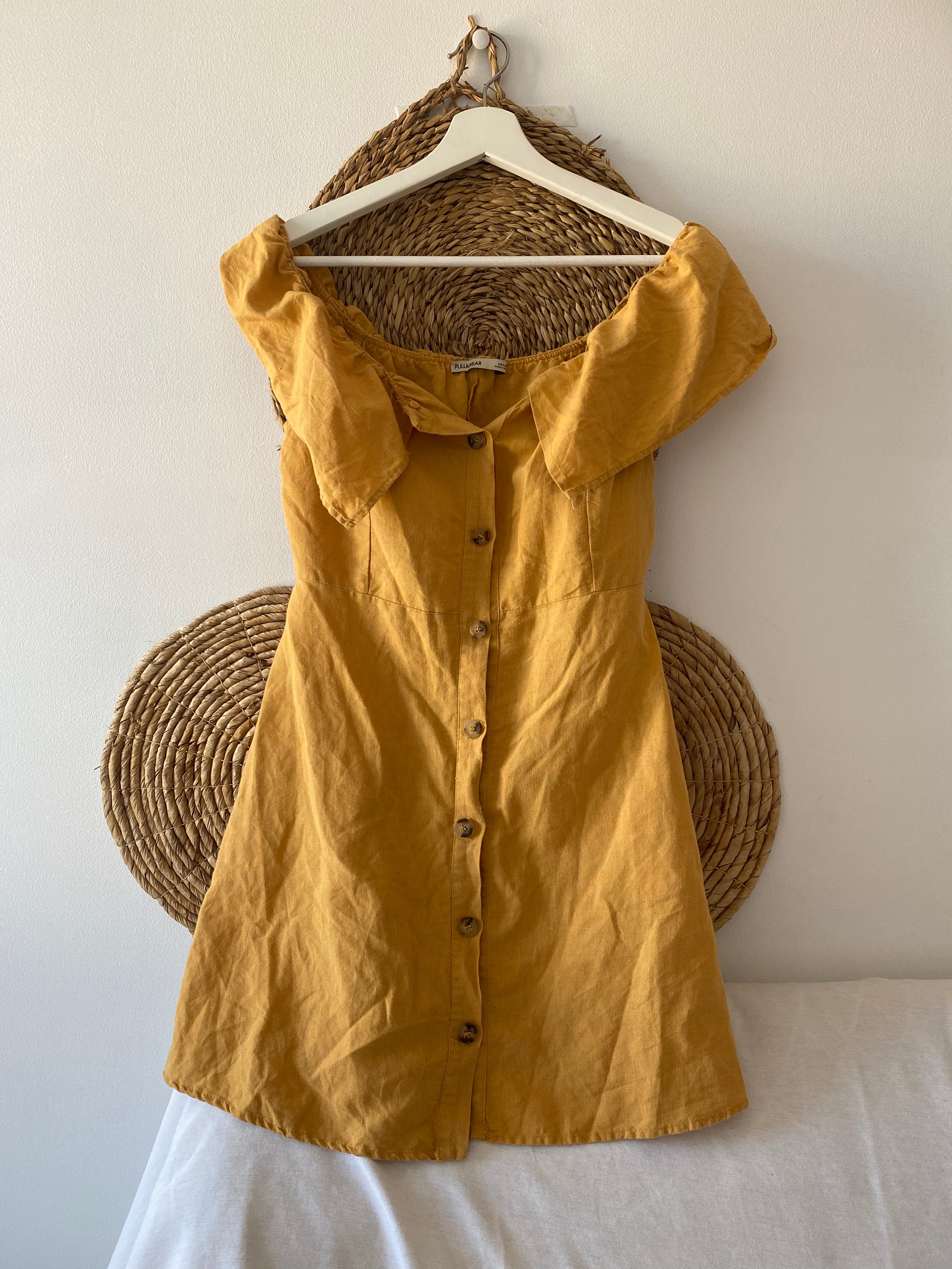 Vestido lino mostaza