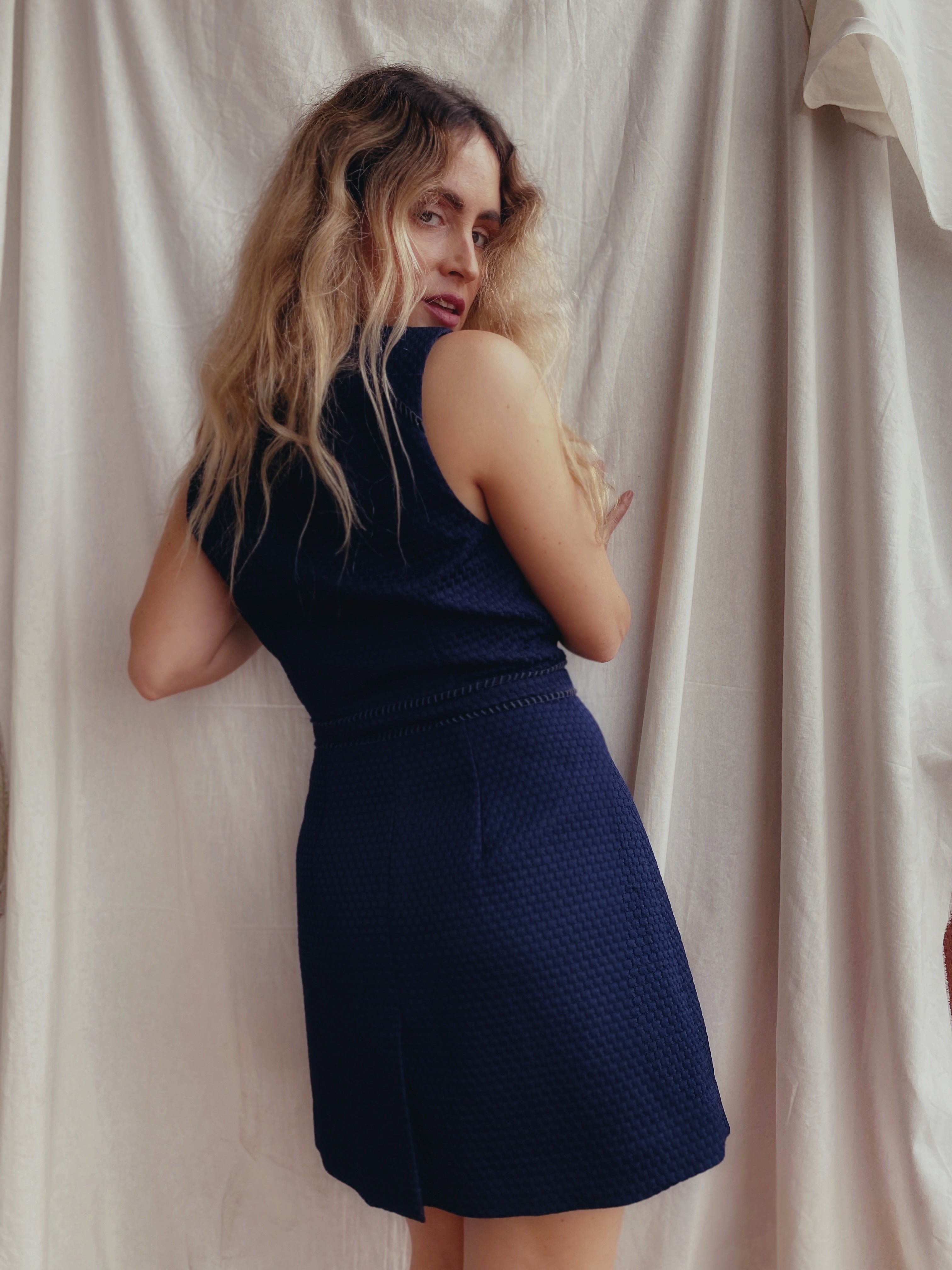 Vestido azul marino Mango