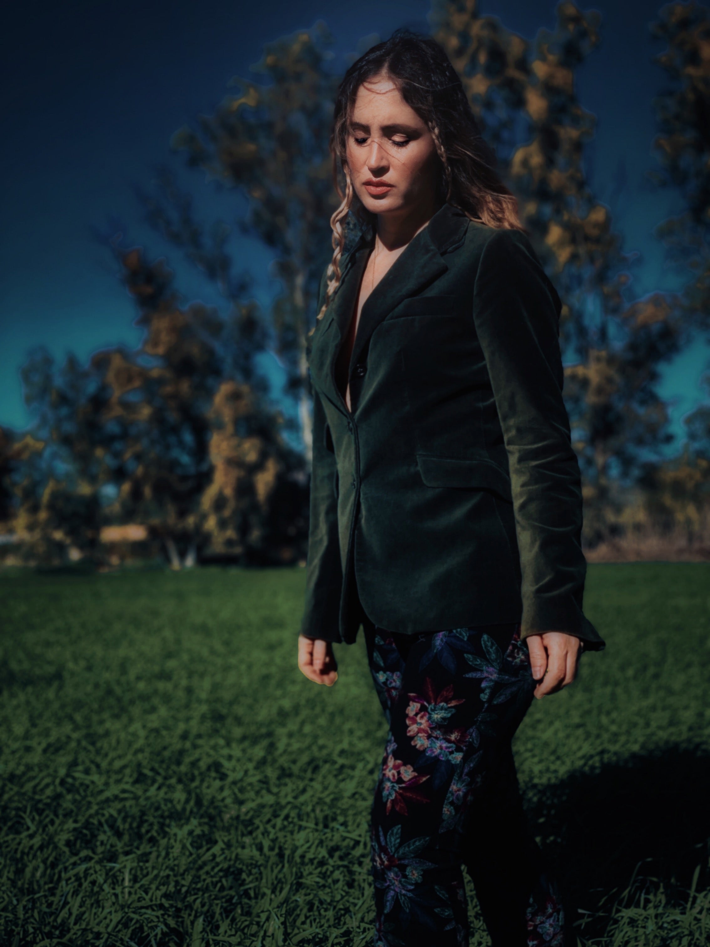 Blazer terciopelo verde Zara