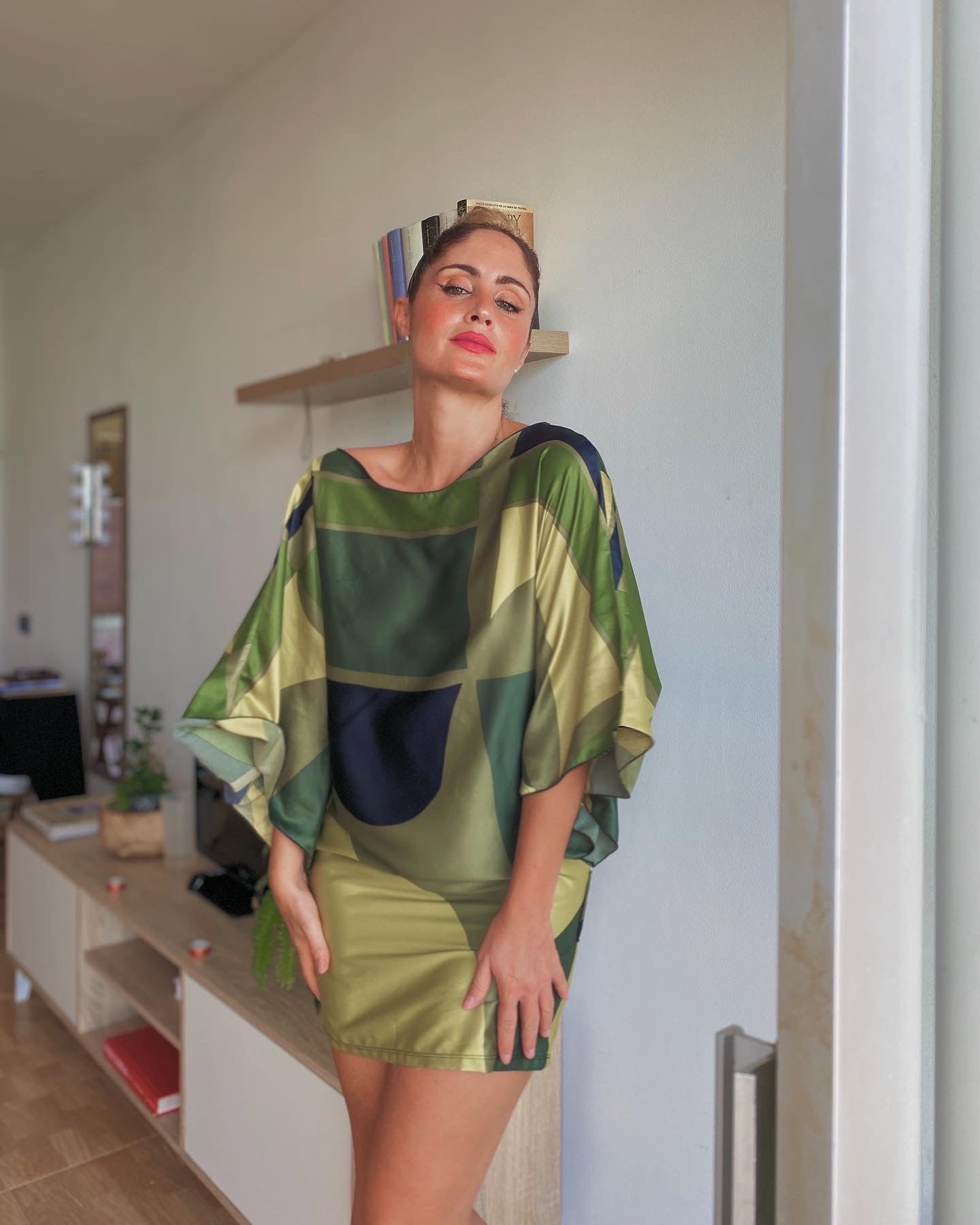 Vestido satén verde