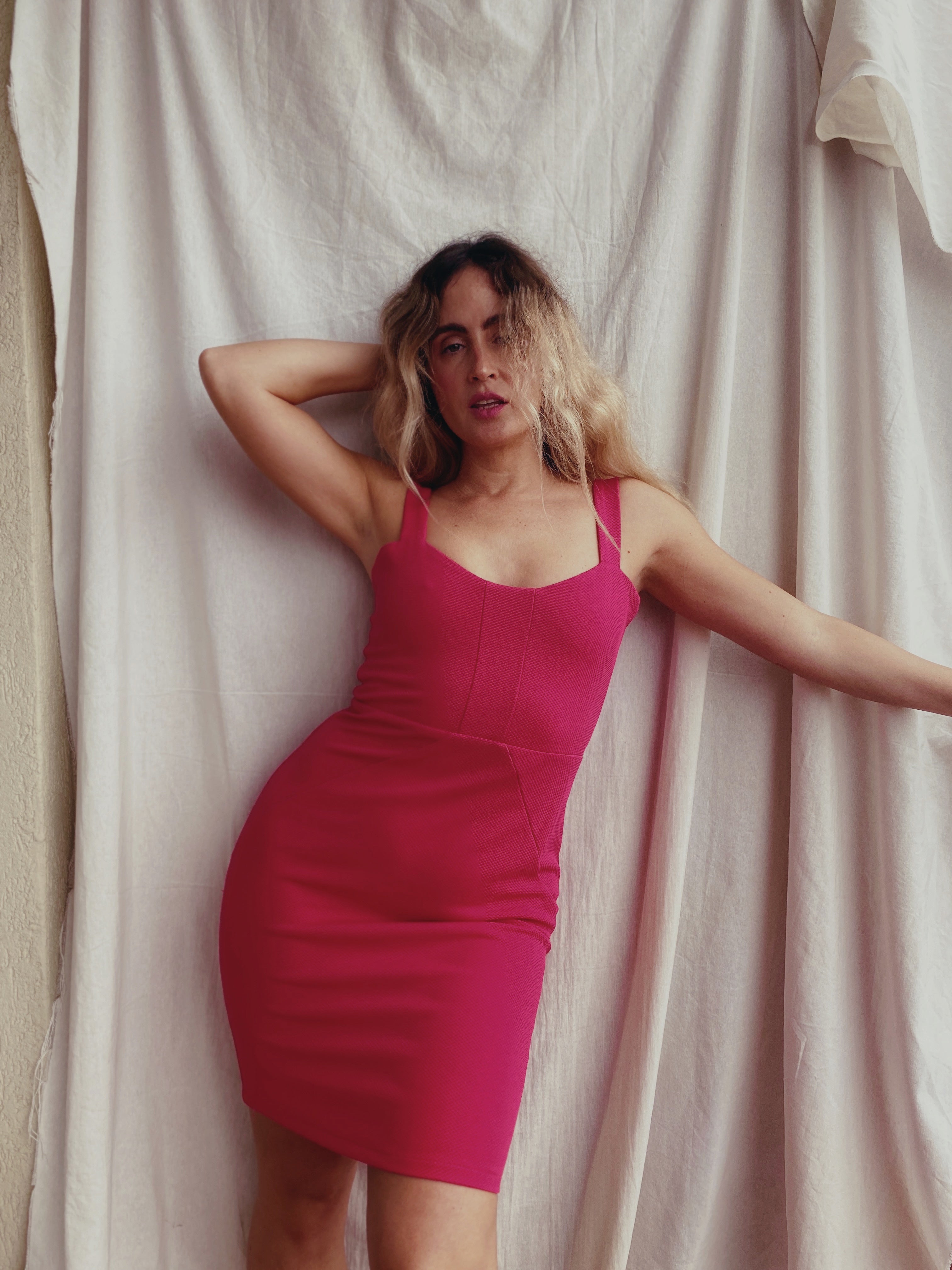 Vestido fucsia vintage