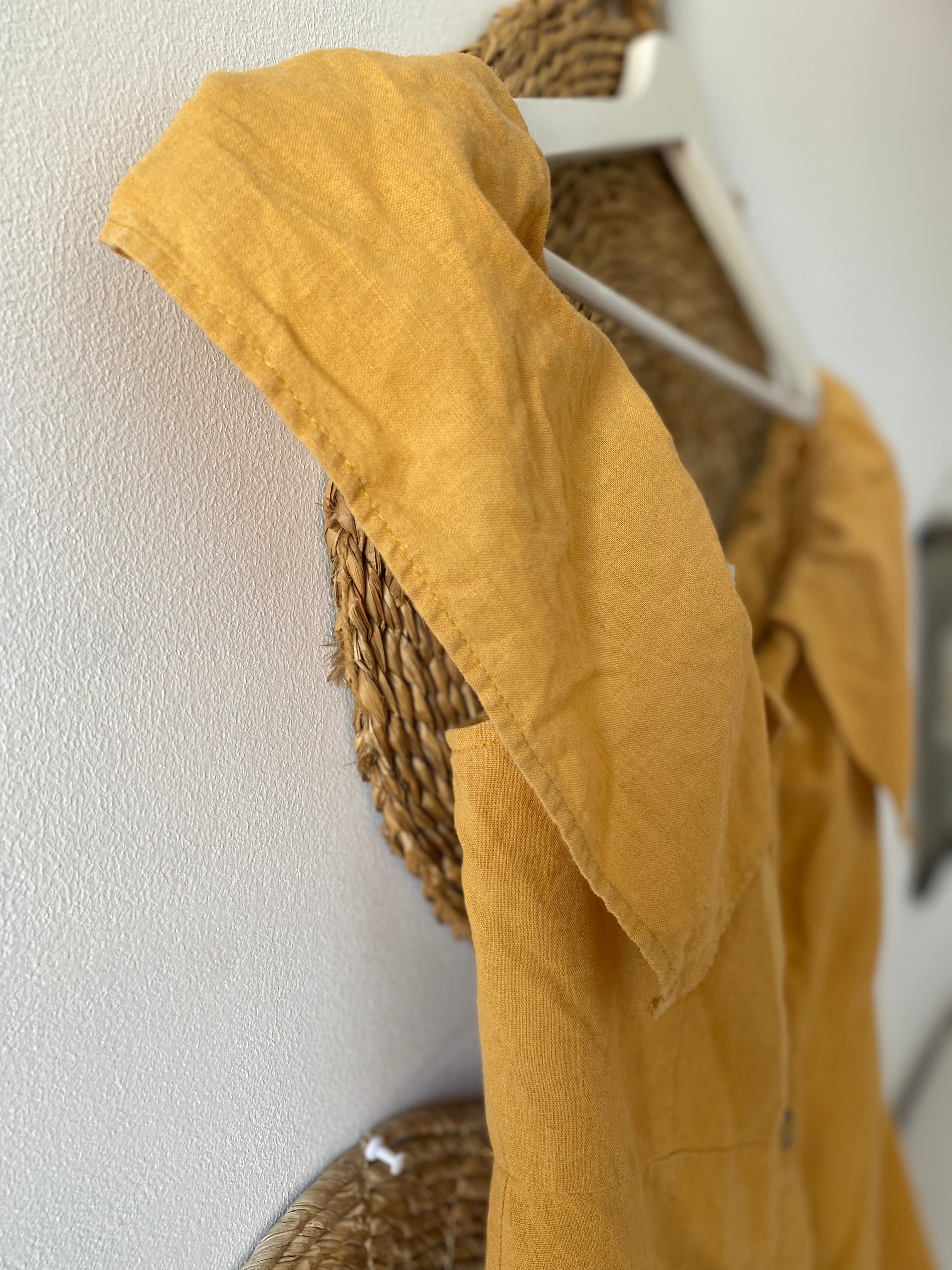 Vestido lino mostaza