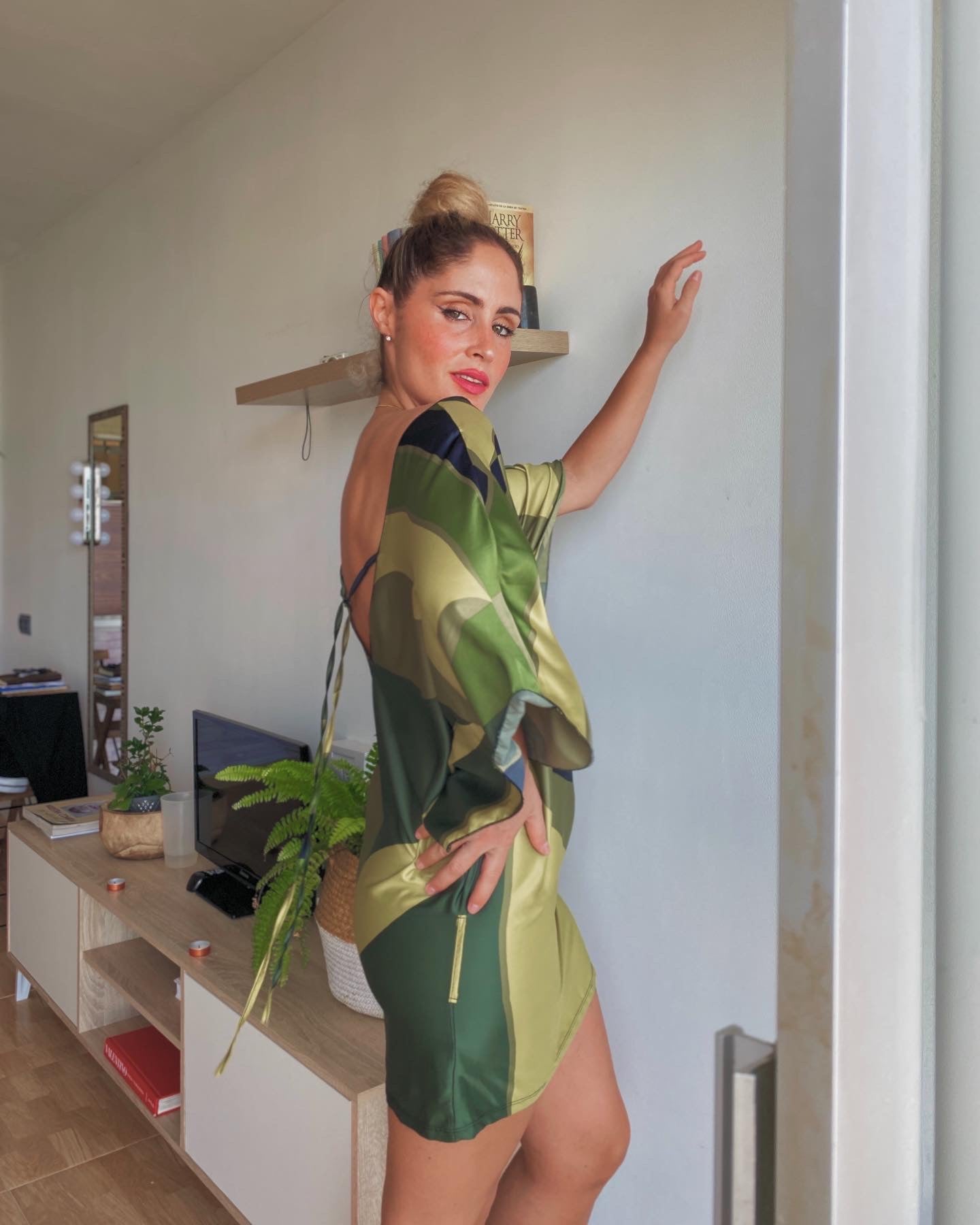 Vestido satén verde