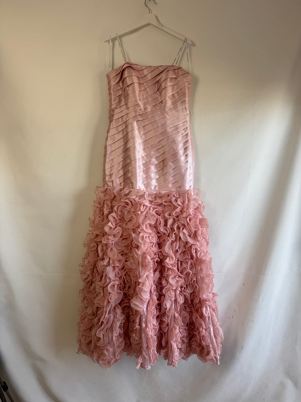 Vestido de Fiesta Vintage Sonia Peña 2012 Rosa Blush con Volantes de Organza | Nuevo