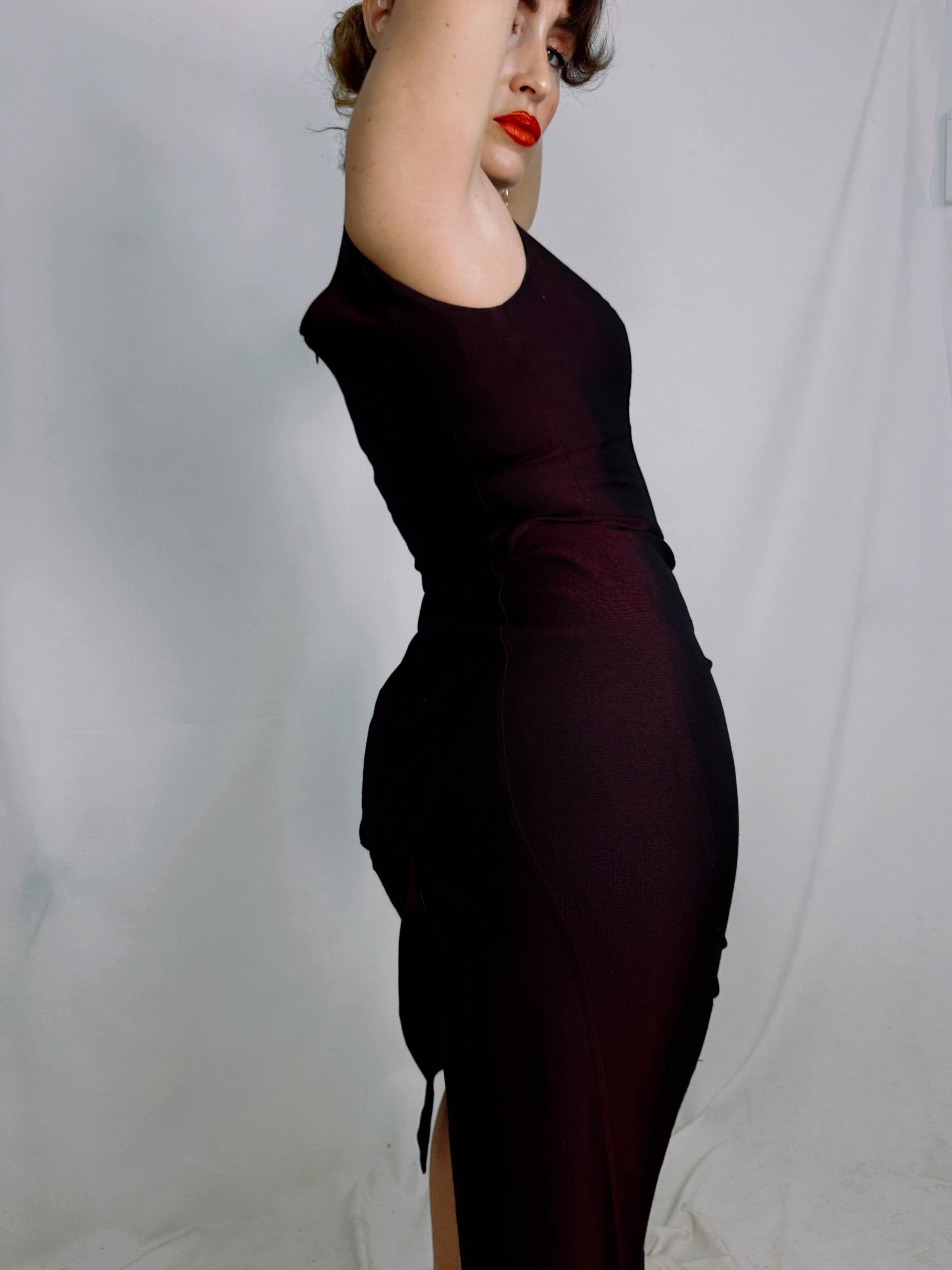 Vestido vintage berenjena (S|M)