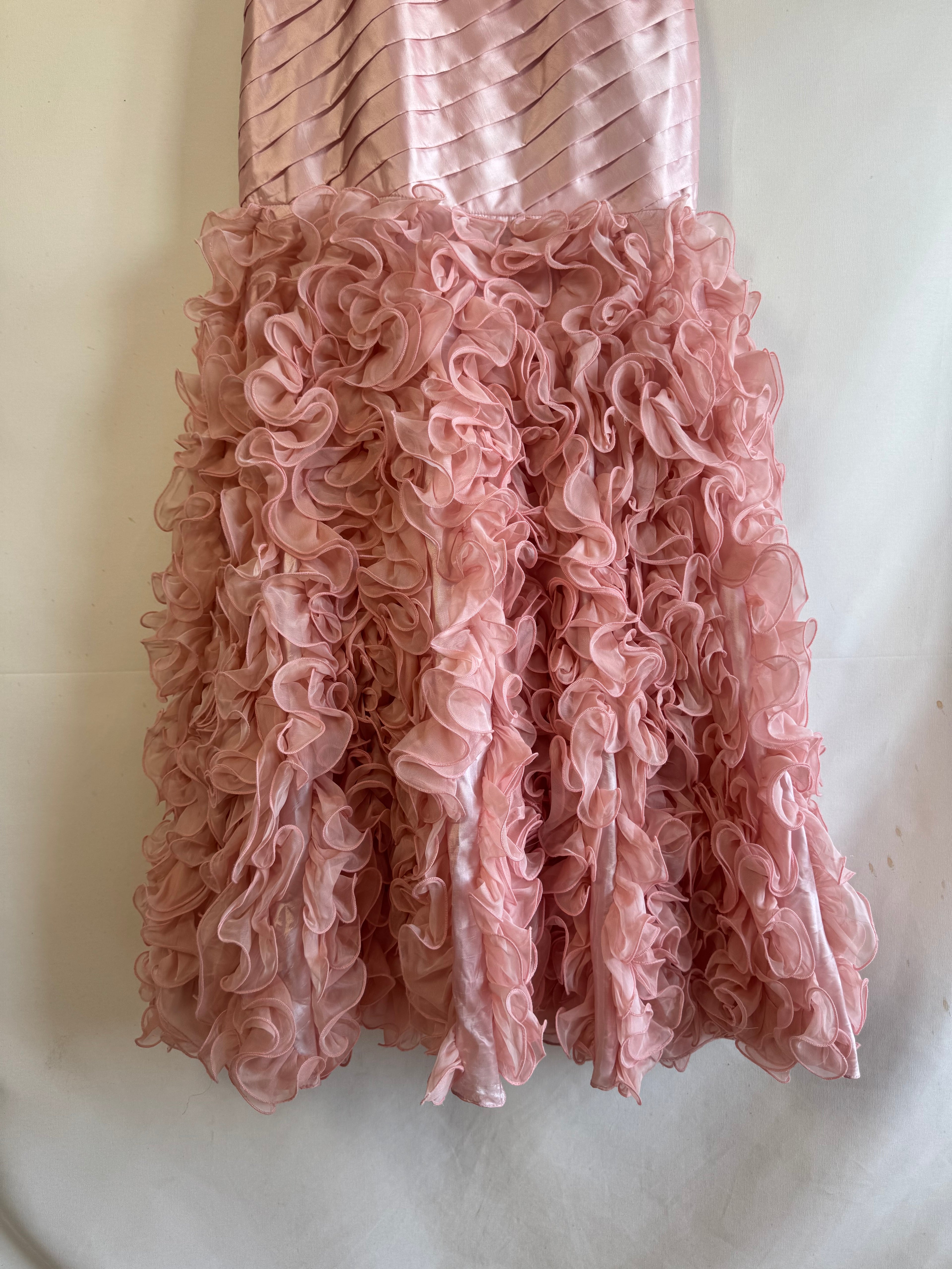 Vestido de Fiesta Vintage Sonia Peña 2012 Rosa Blush con Volantes de Organza | Nuevo