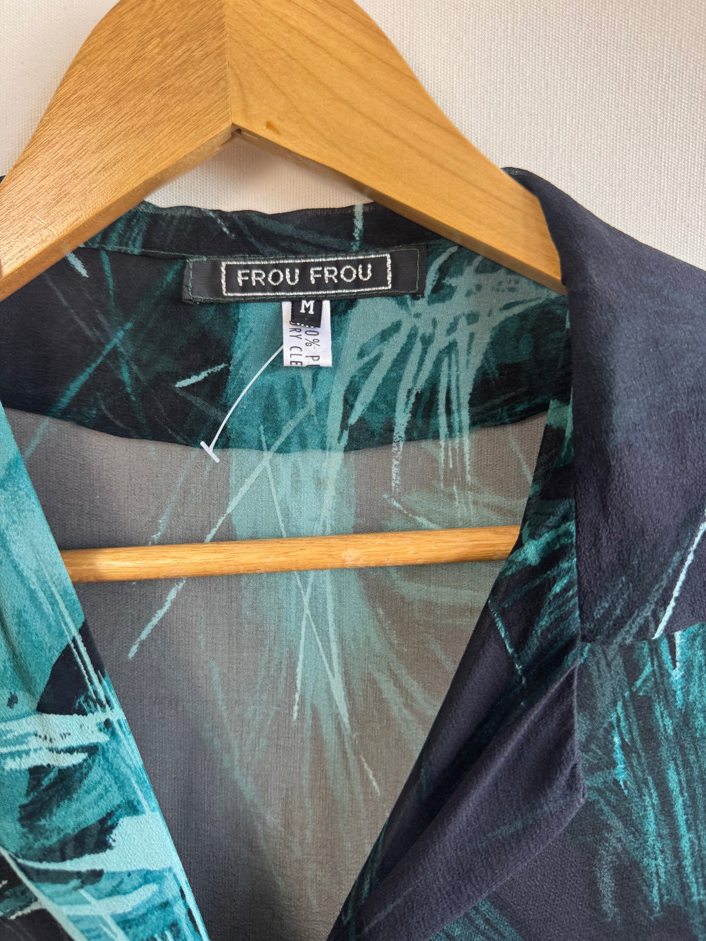 Blusa 100% Seda Pura Frou Frou - Talla M / S-M - Verde Turquesa - NUEVA con Etiqueta