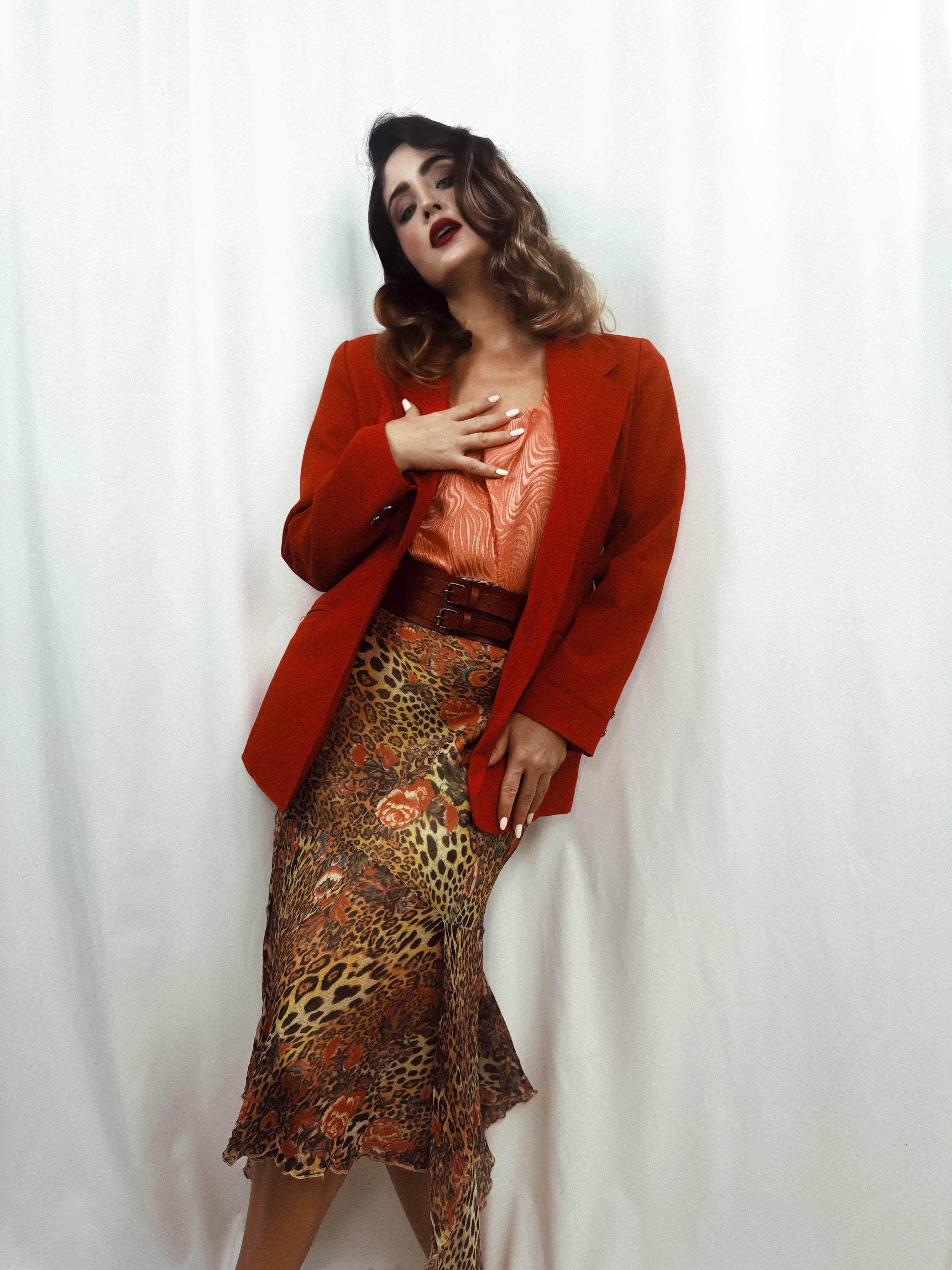 Falda vintage seda print