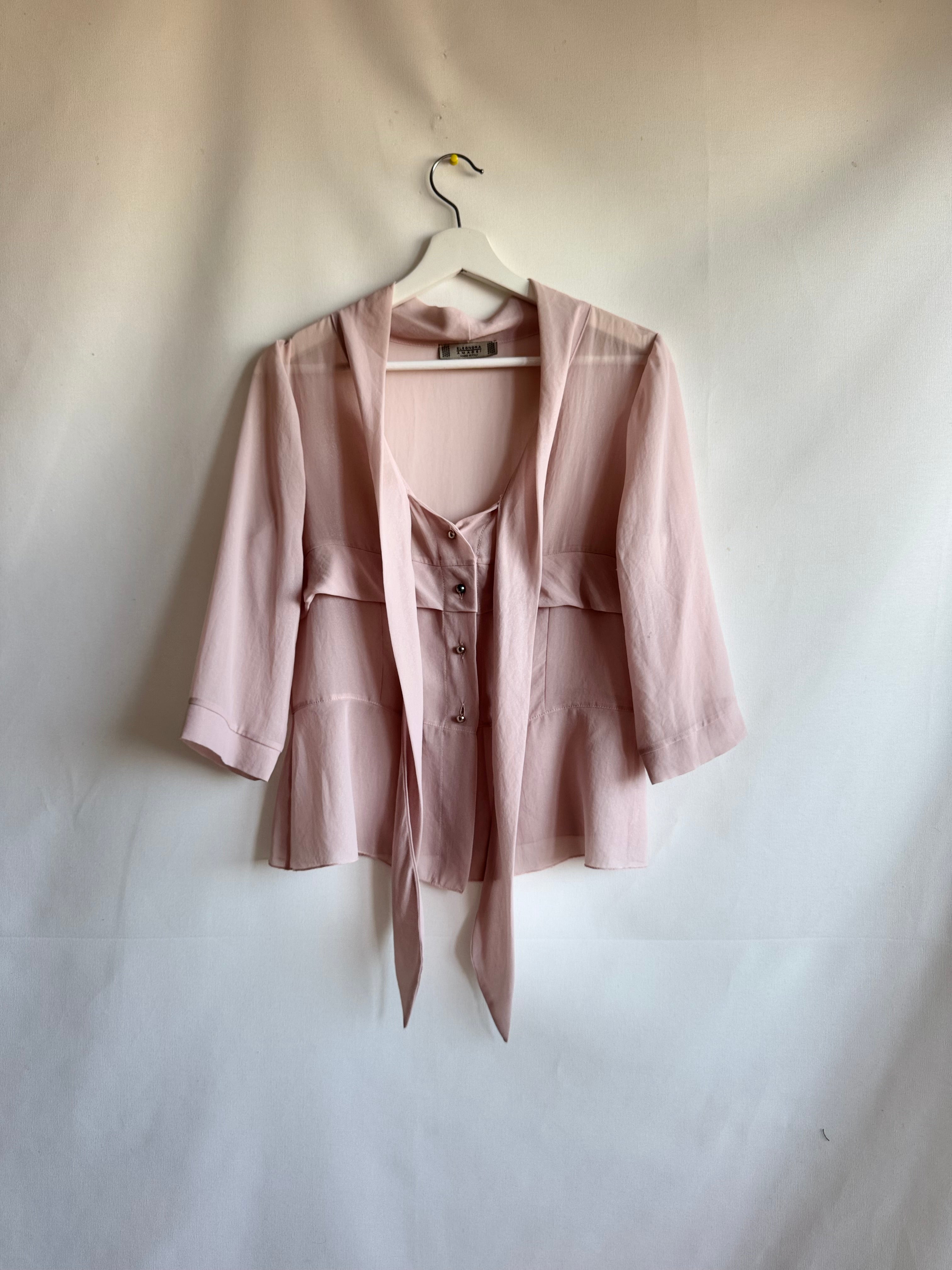 Blusa Eleonora Amadei rosa elegante con botones frontales | Talla S/M | Preloved