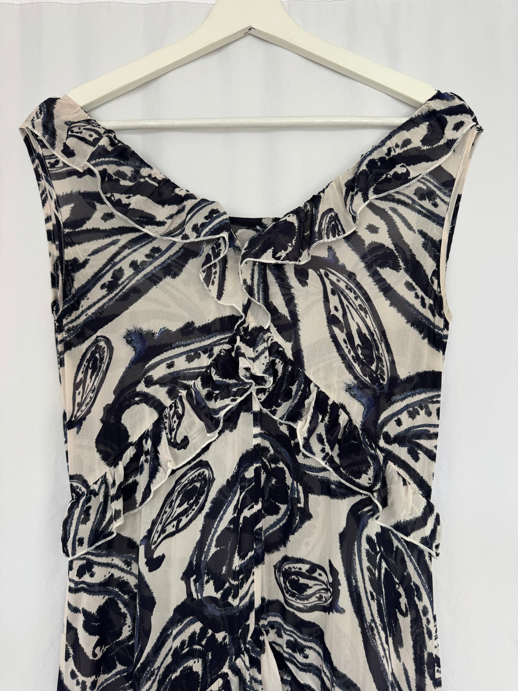 Vestido Dea Kudibal Frankie 90% Seda Mulberry Paisley Volantes Asimétrico