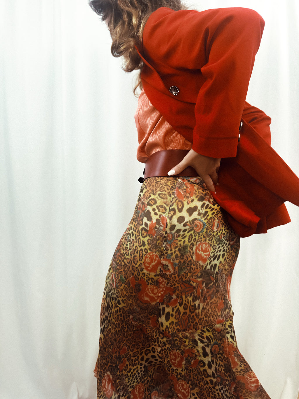 Falda vintage seda print