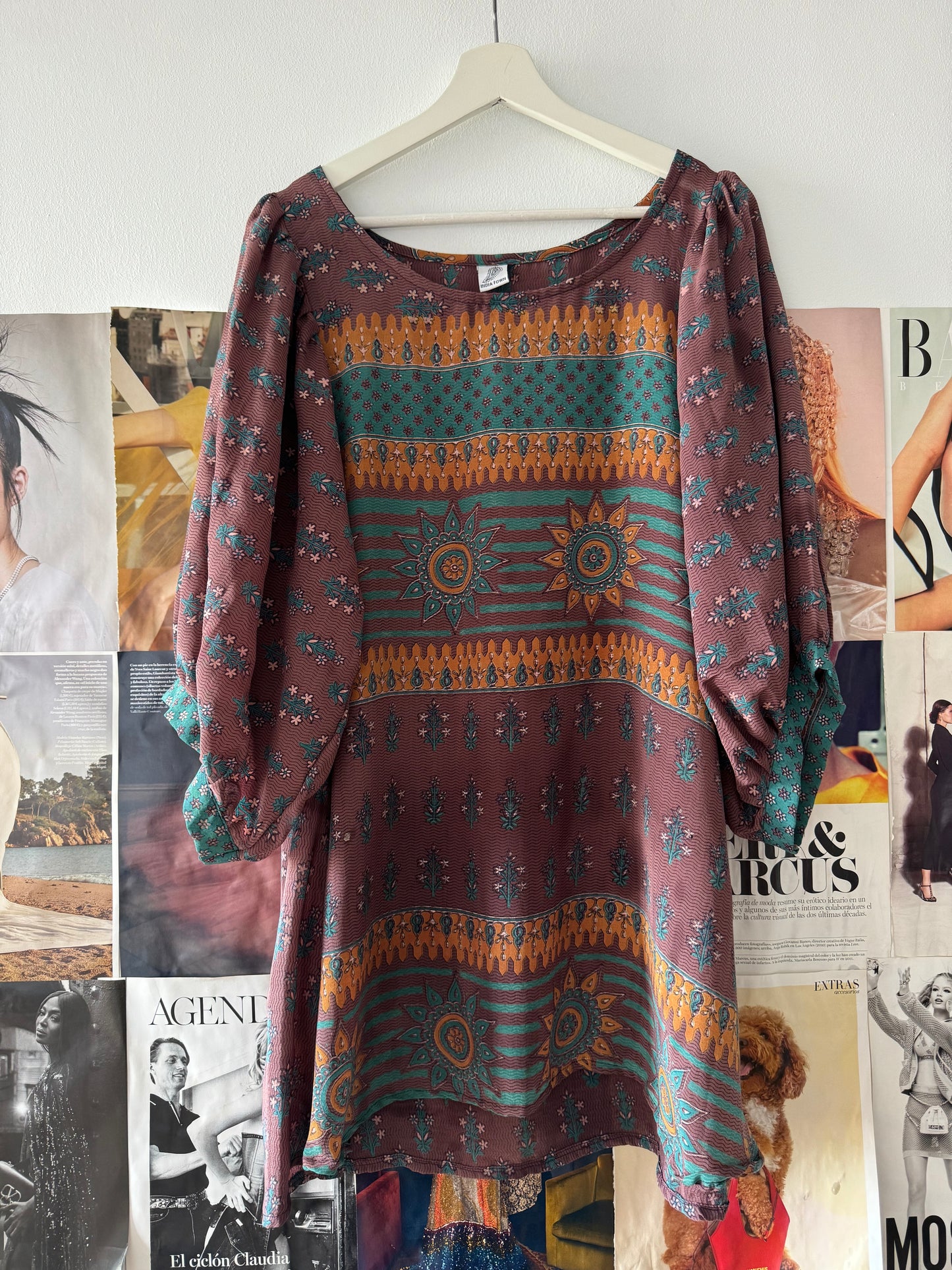 Vestido seda vintage India Town