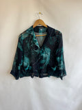 Blusa 100% Seda Pura Frou Frou - Talla M / S-M - Verde Turquesa - NUEVA con Etiqueta