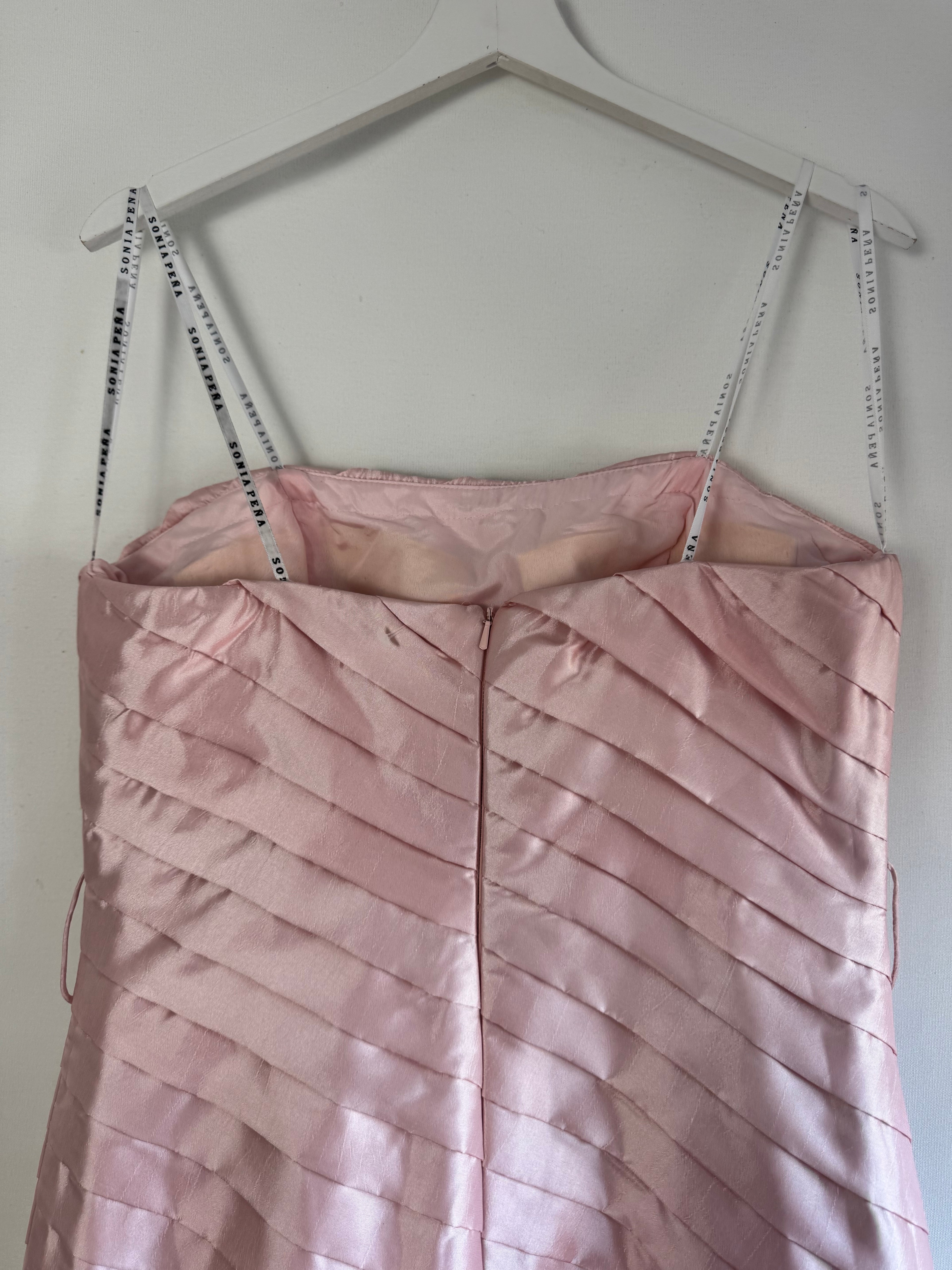 Vestido de Fiesta Vintage Sonia Peña 2012 Rosa Blush con Volantes de Organza | Nuevo