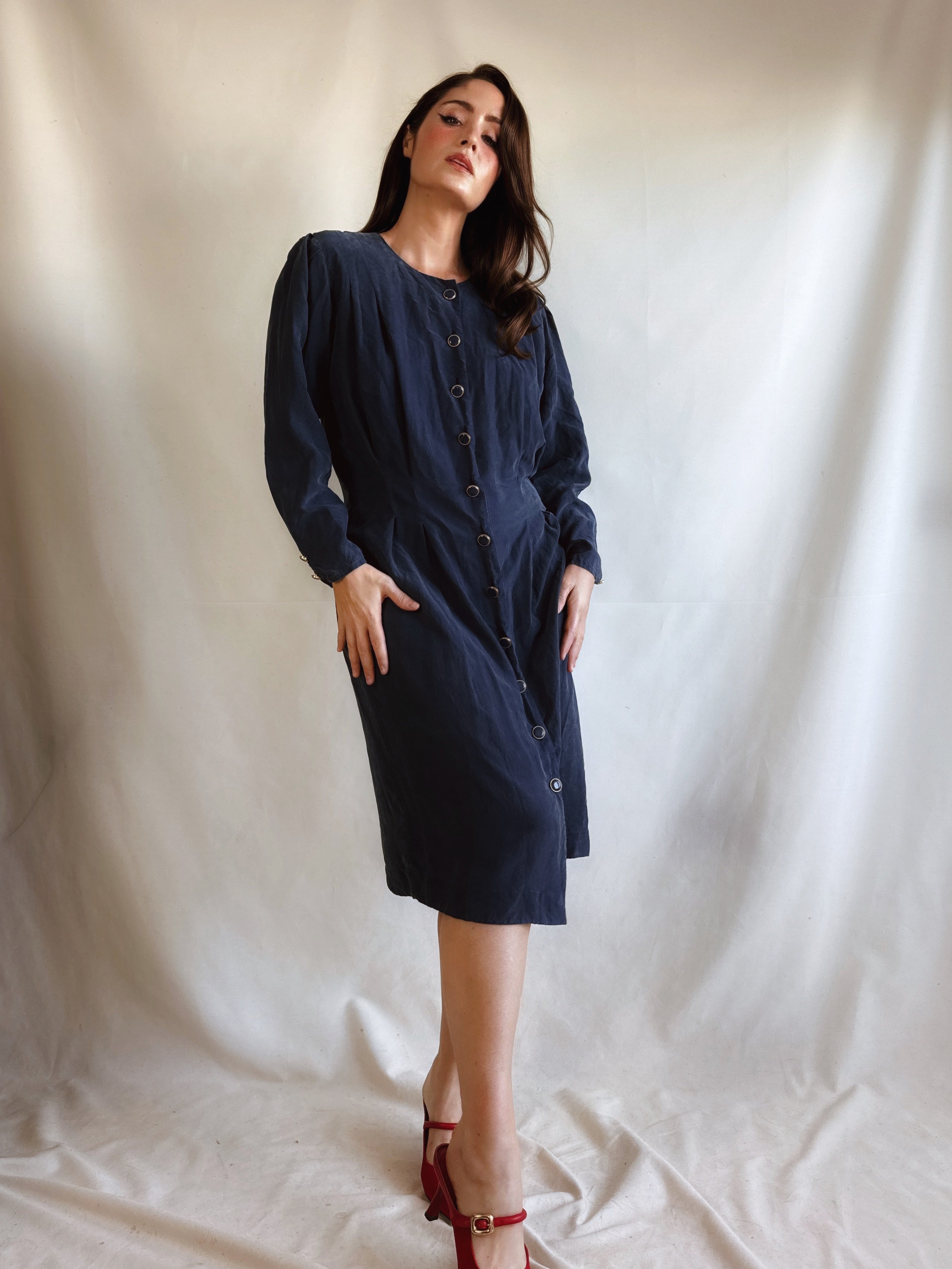 Adrianna Papell Vintage Silk Dress · 100% Seda · Pieza Única