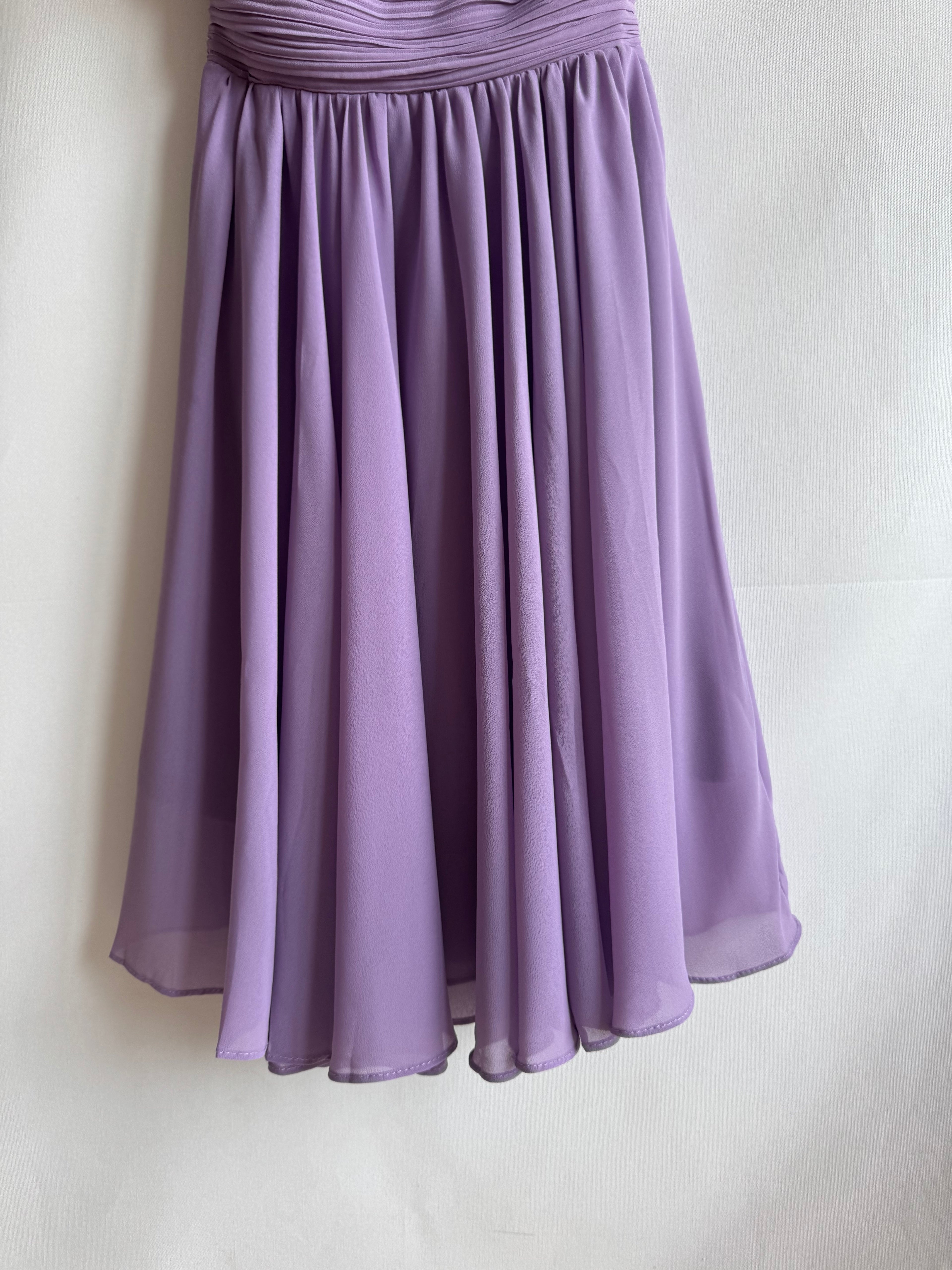 Vestido Pre-Loved Eva & Lola lila plisado asimétrico con espalda nido de abeja
