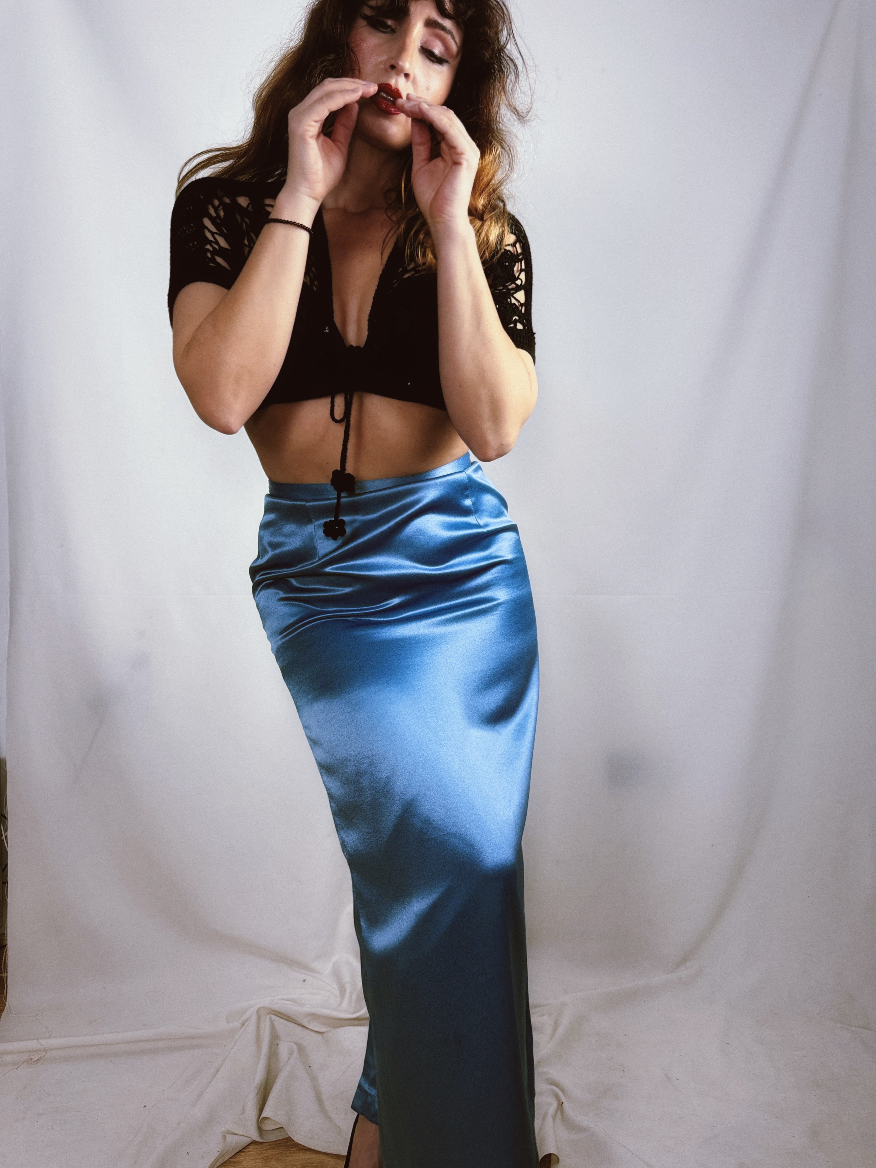 Falda vintage satén