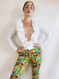 Blusa Pre-Loved blanca con maxi volantes y corte entallado