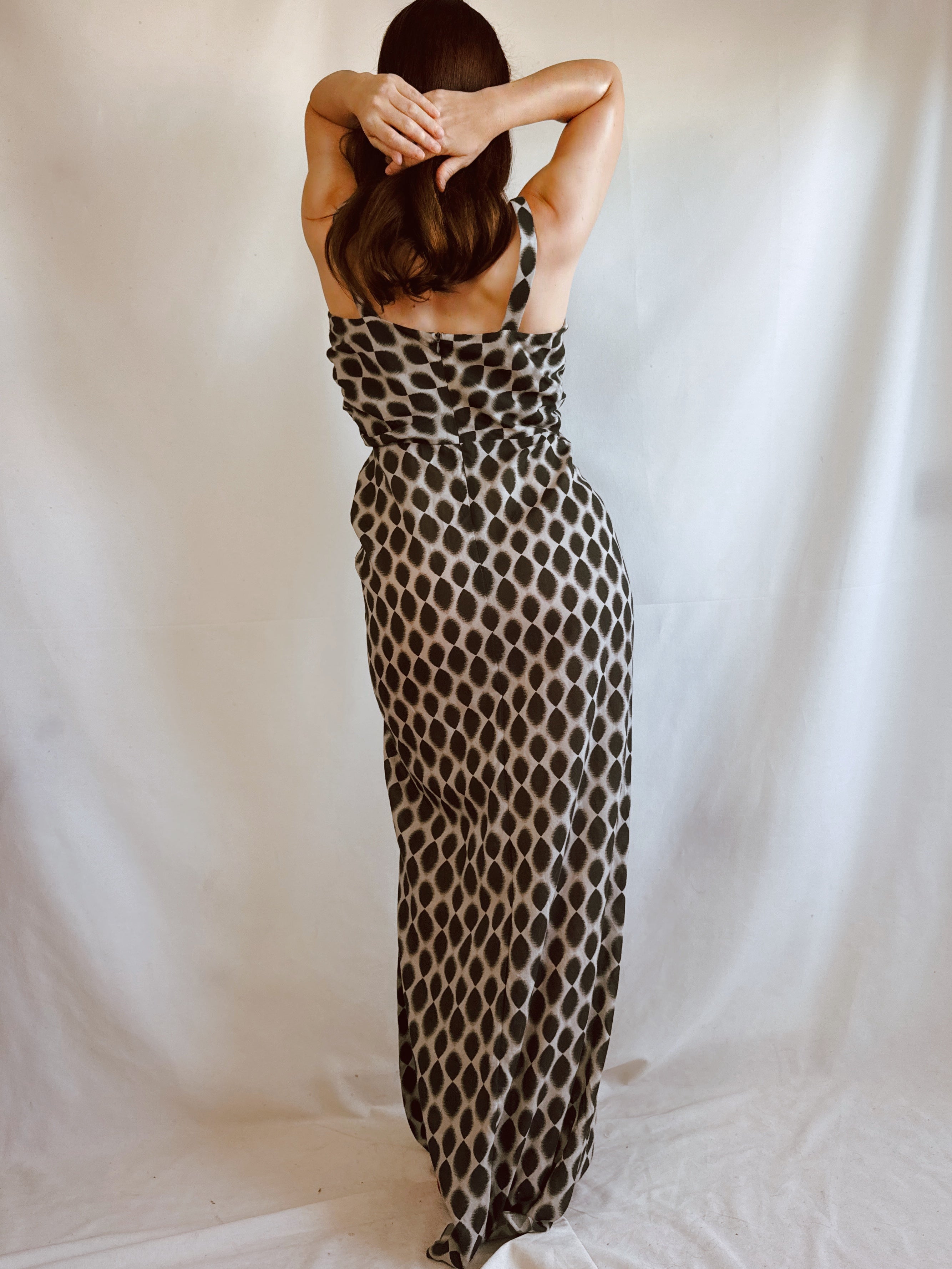 Vestido Vintage Aquascutum Seda & Lana · Made in Portugal · Designer Draped Maxi Dress