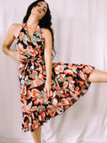 Vestido Ted Baker London 100% algodón con escote halter cruzado y estampado floral – Talla 40