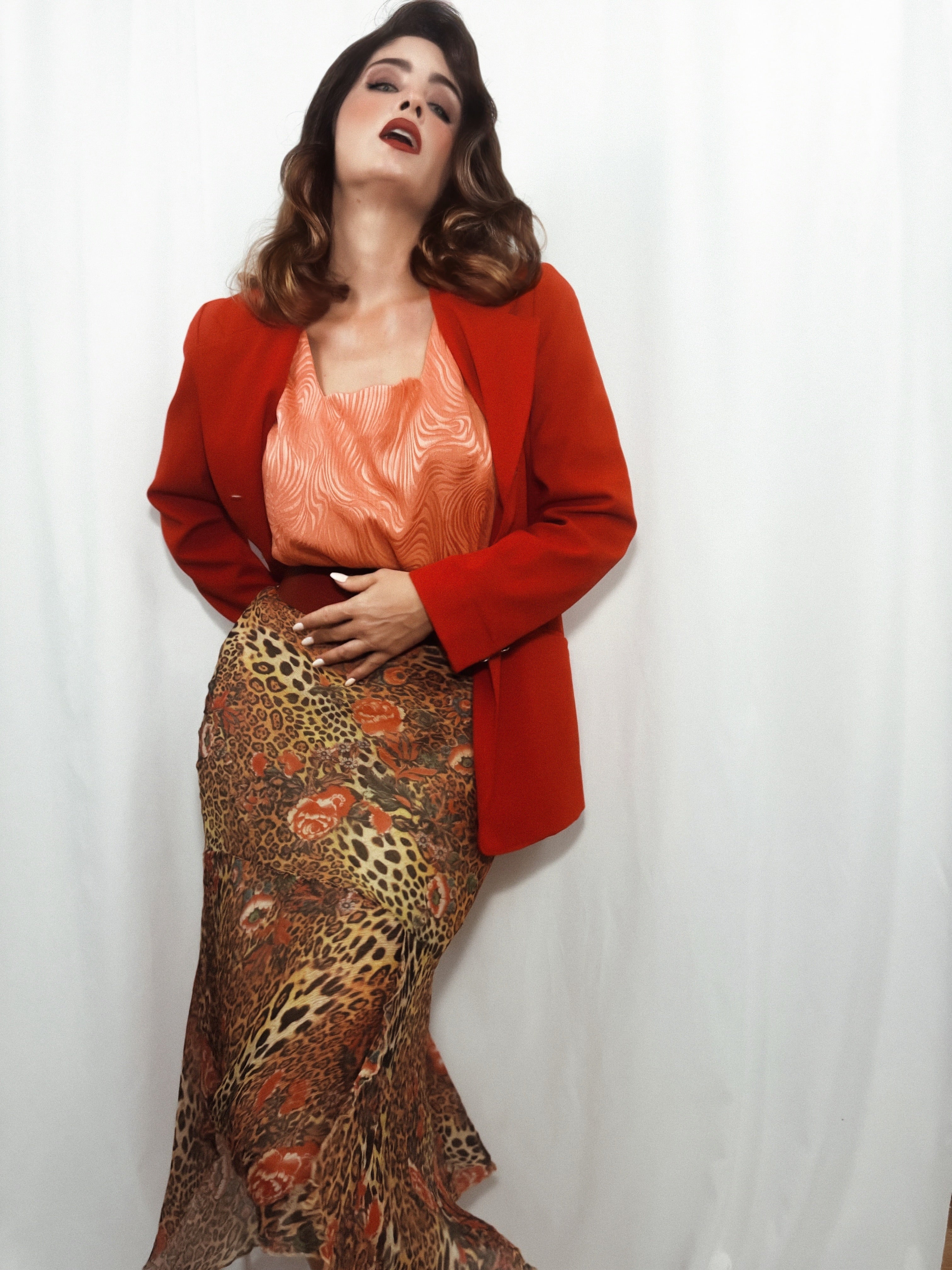 Falda vintage seda print