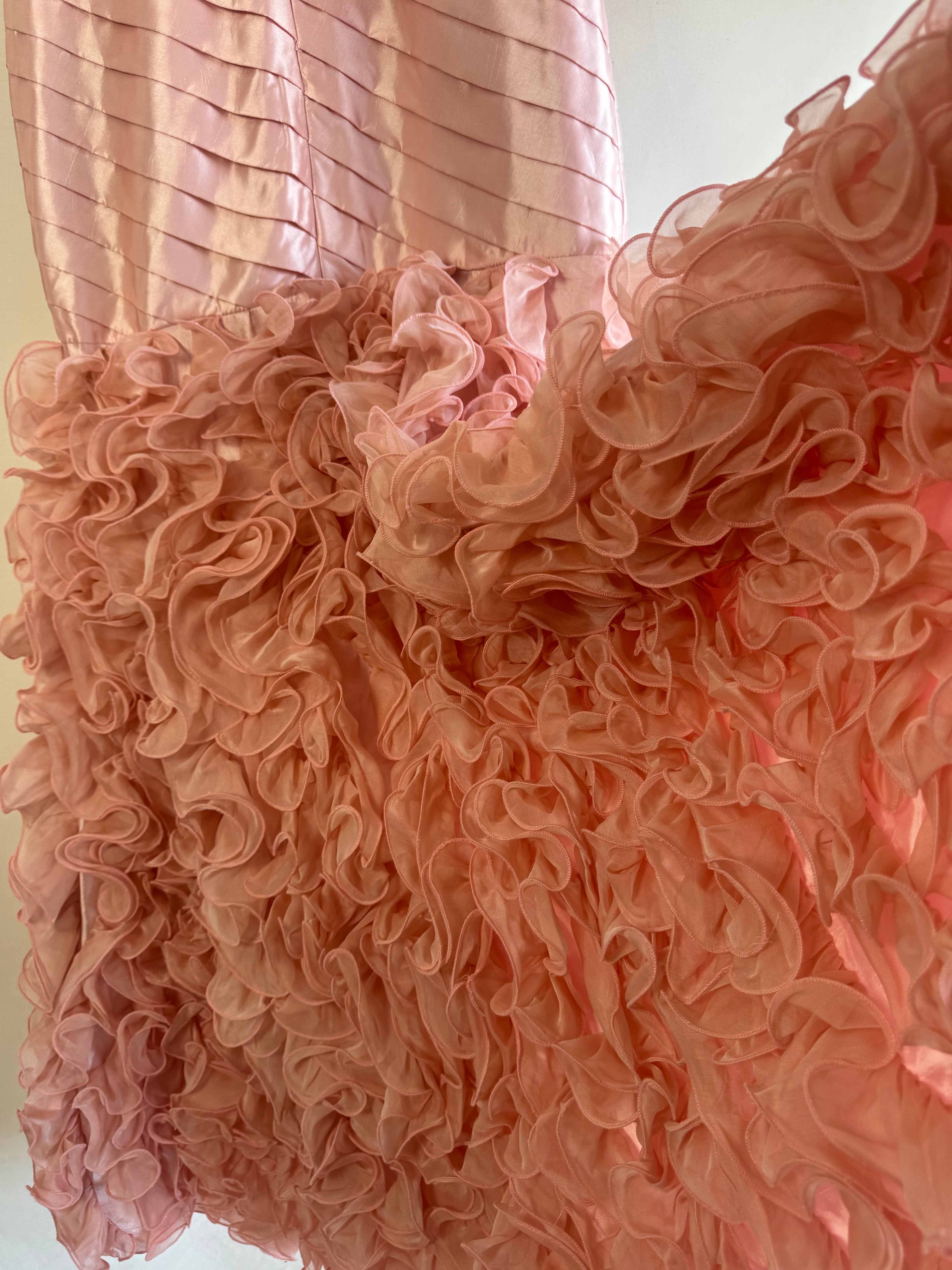 Vestido de Fiesta Vintage Sonia Peña 2012 Rosa Blush con Volantes de Organza | Nuevo