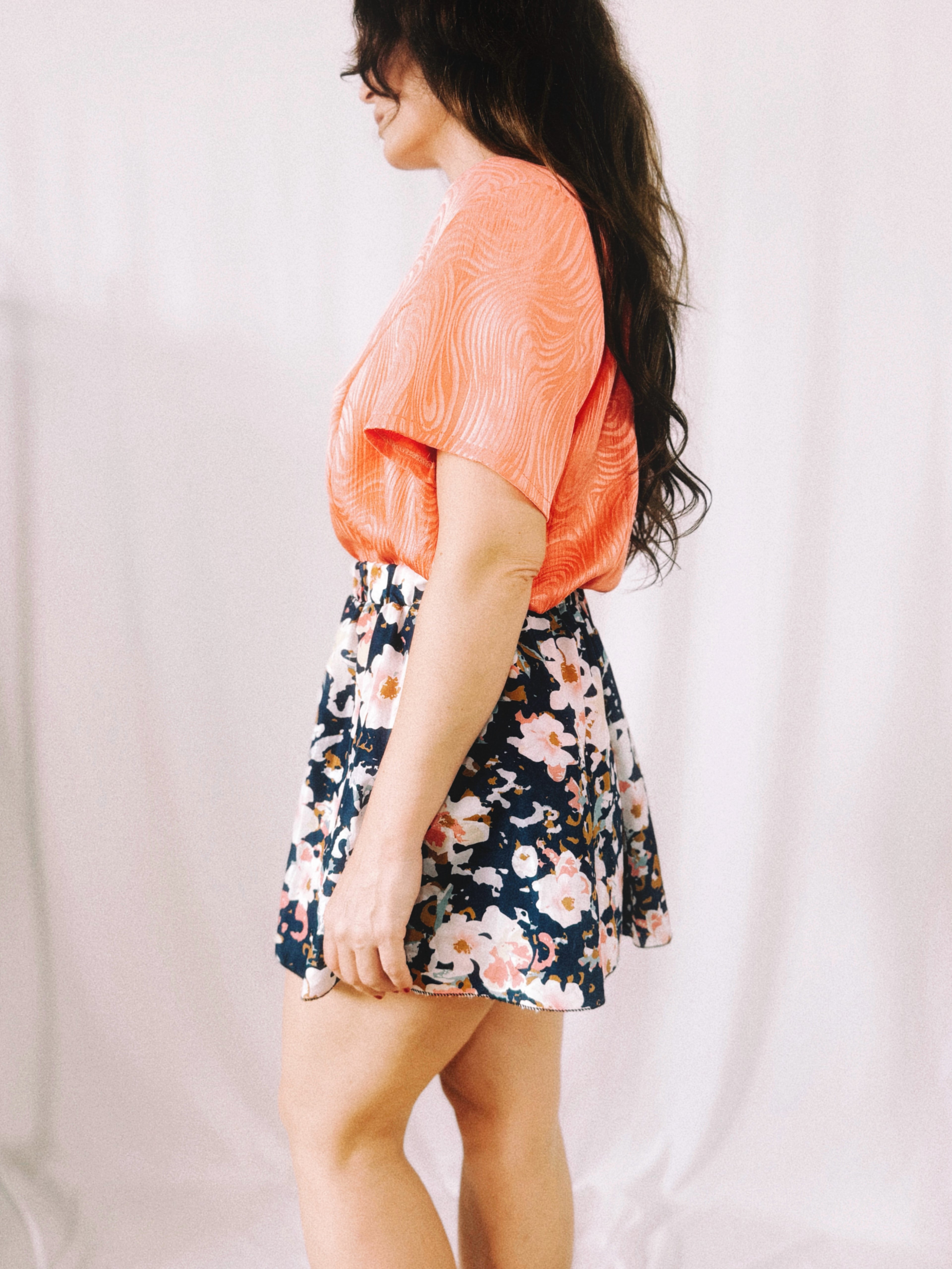 Mini Falda Floral Azul Marino Talla S | Estilo Vintage Como Nueva