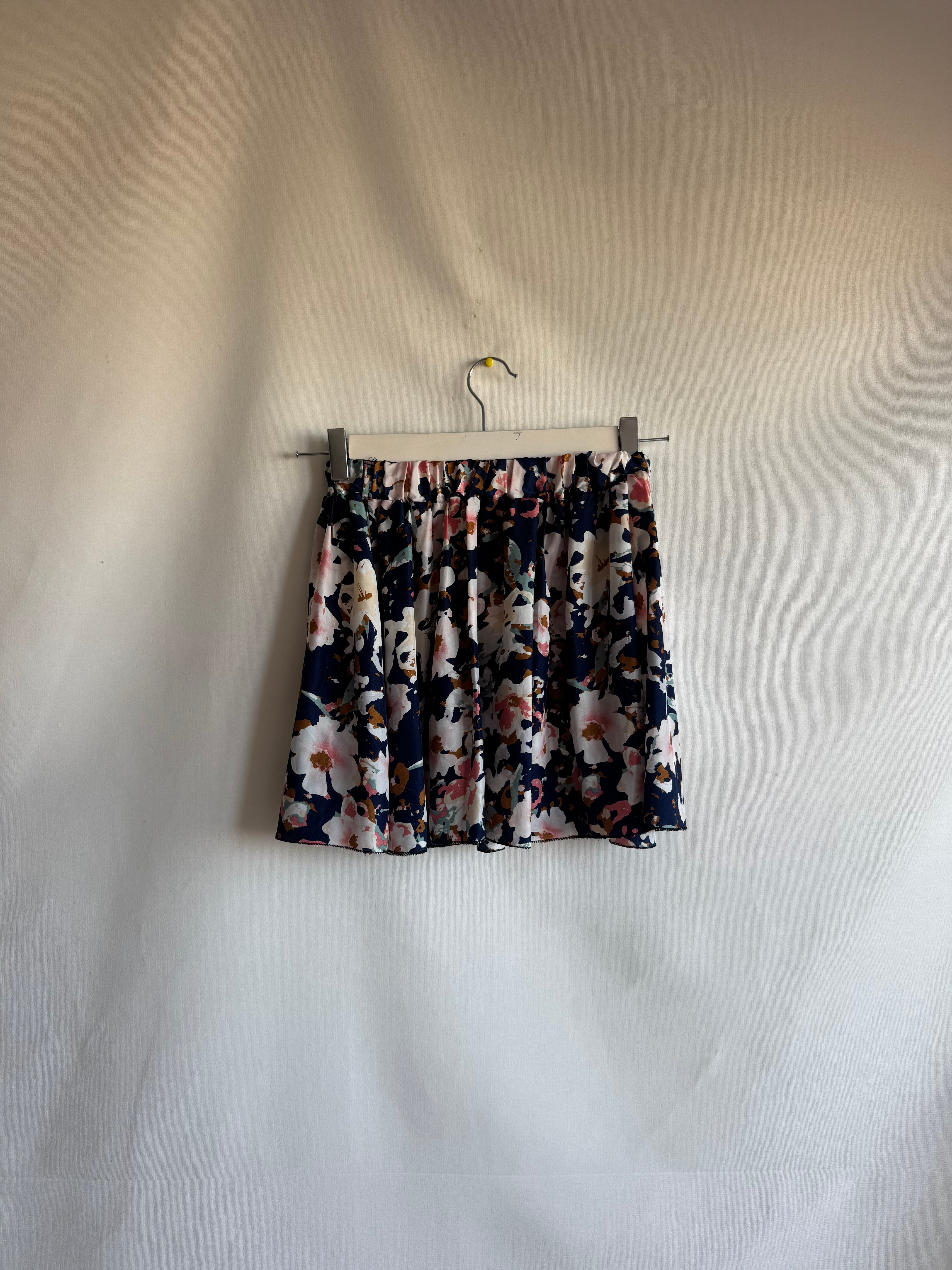 Mini Falda Floral Azul Marino Talla S | Estilo Vintage Como Nueva