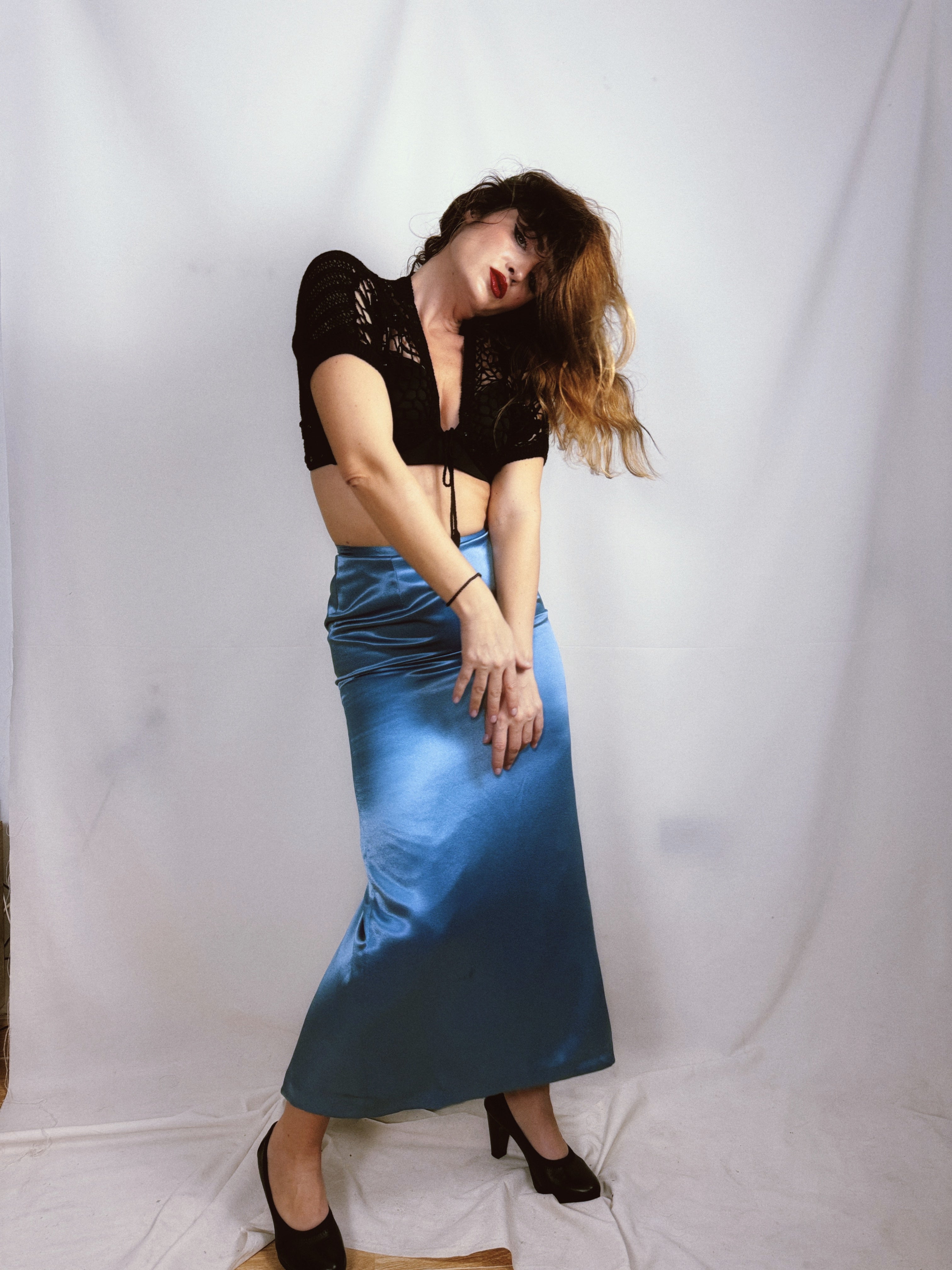 Falda vintage satén