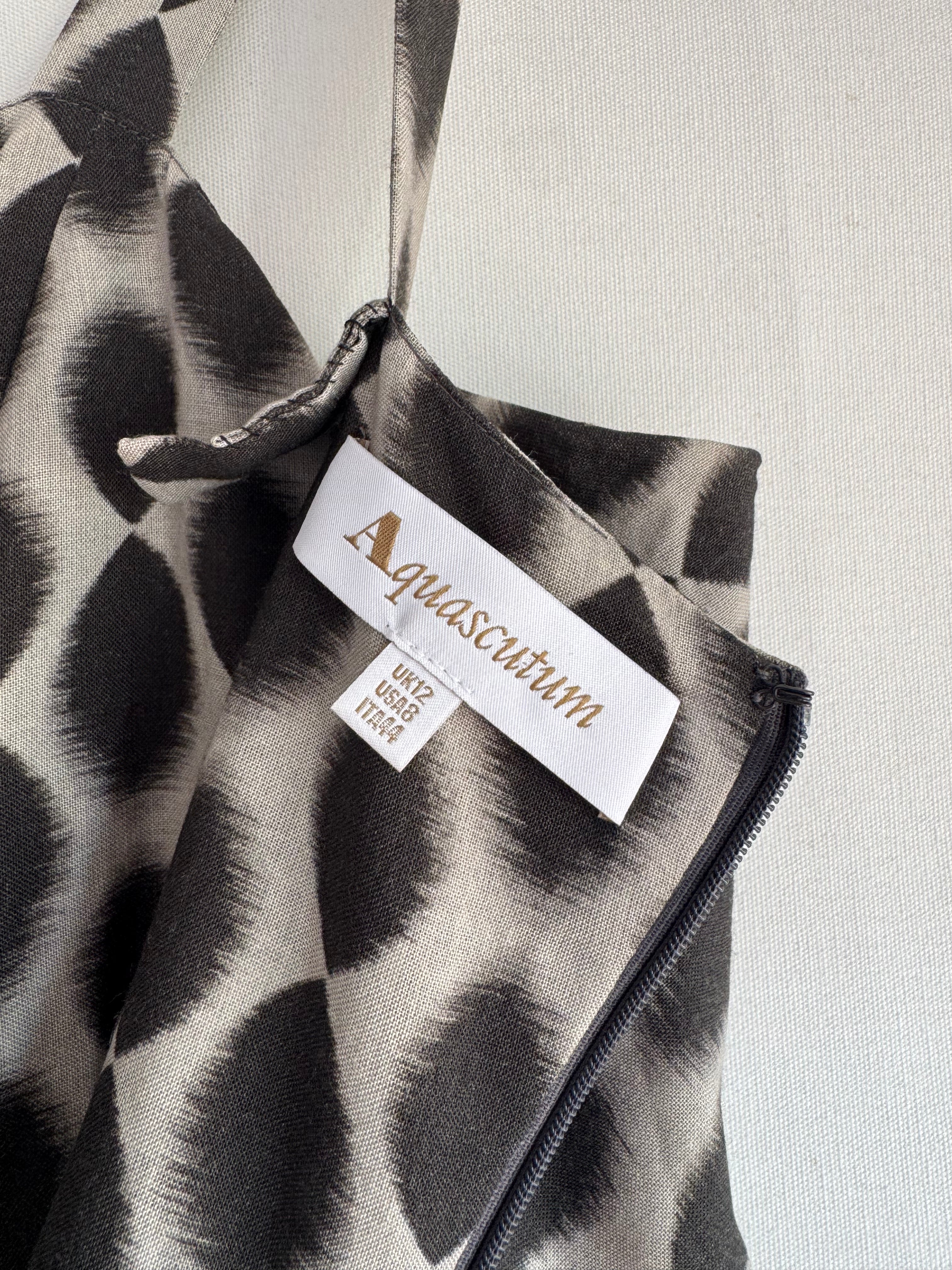 Vestido Vintage Aquascutum Seda & Lana · Made in Portugal · Designer Draped Maxi Dress