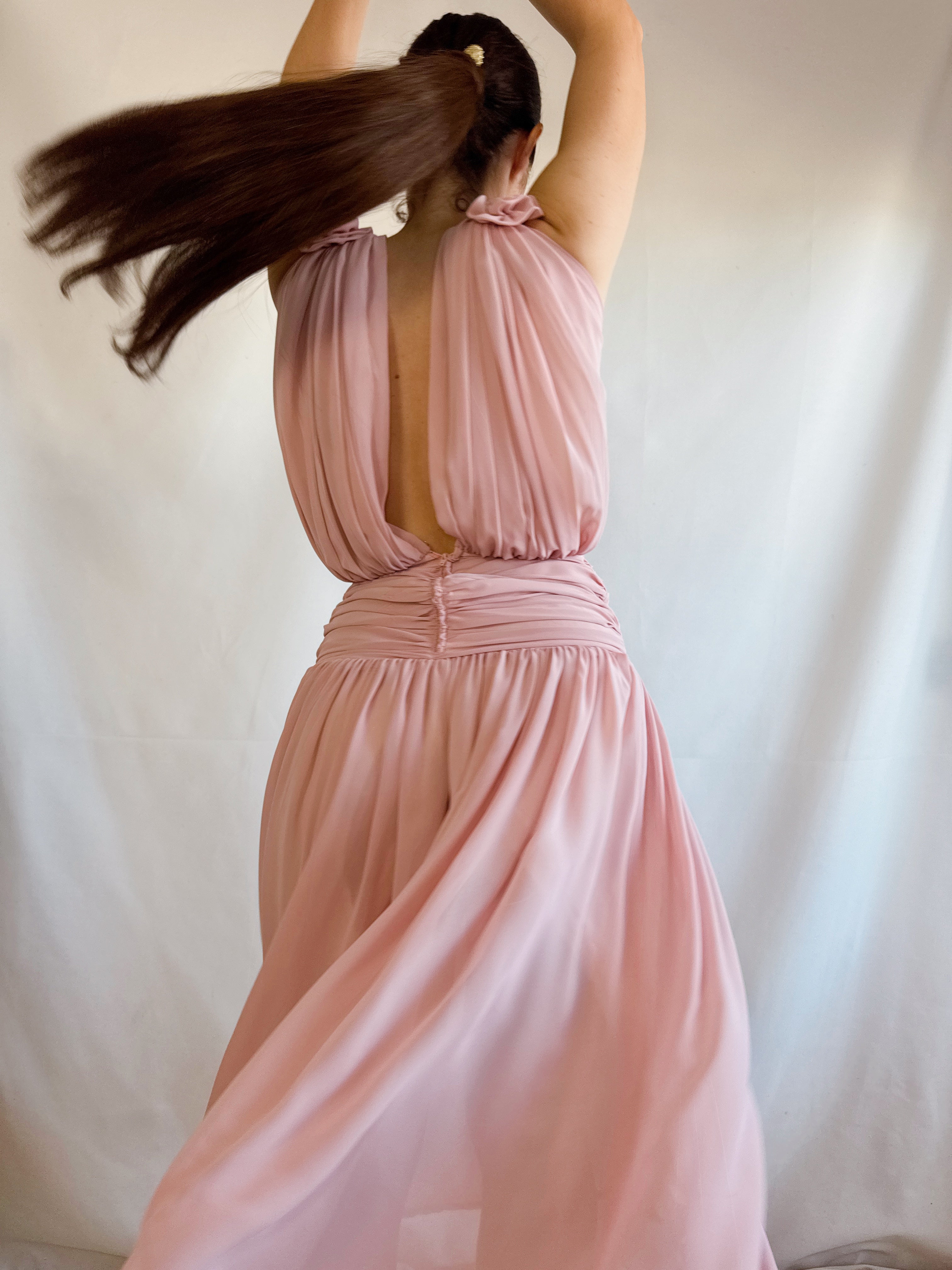 Vestido vintage drapeado Olympia (T.S)