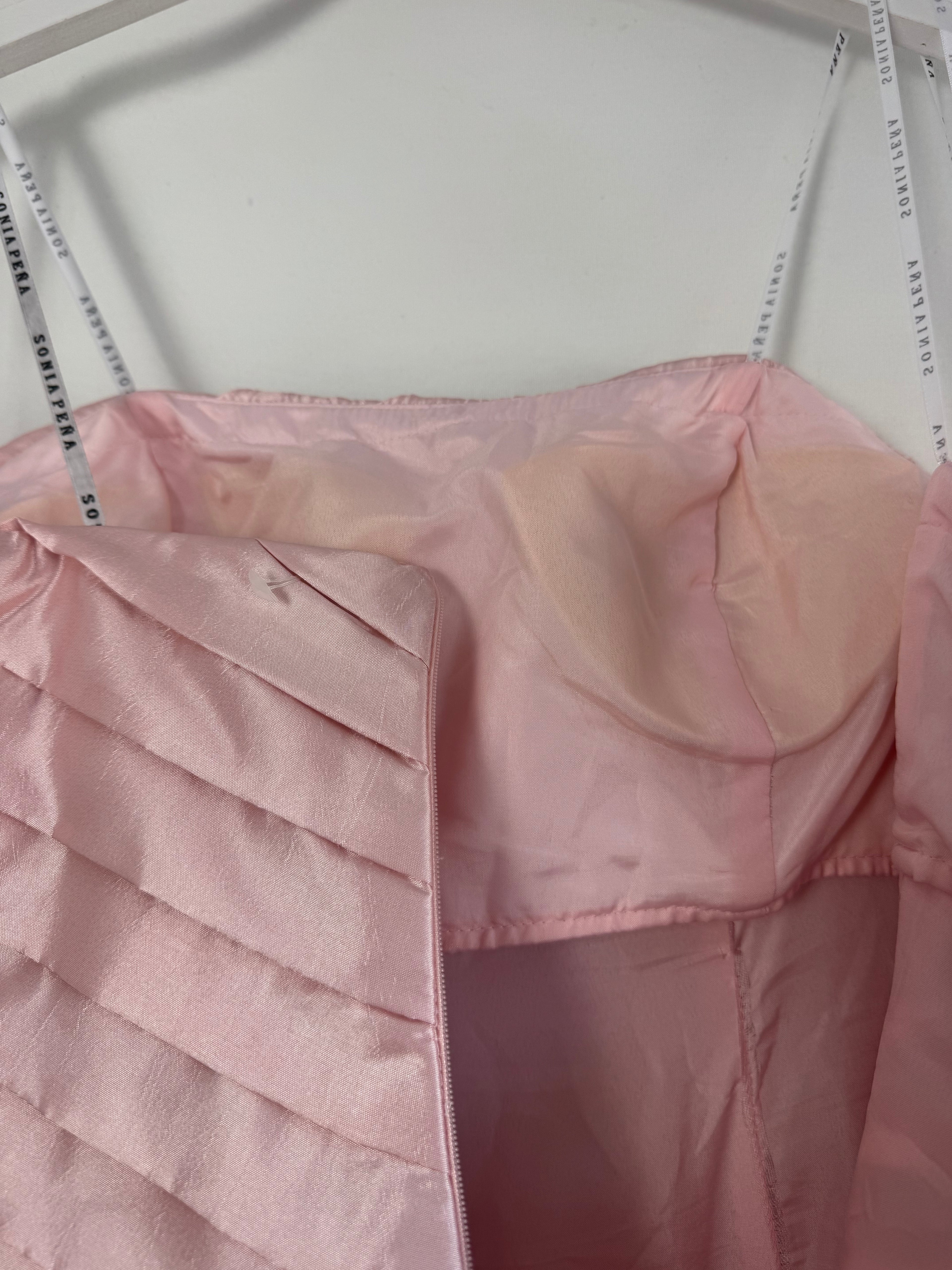 Vestido de Fiesta Vintage Sonia Peña 2012 Rosa Blush con Volantes de Organza | Nuevo