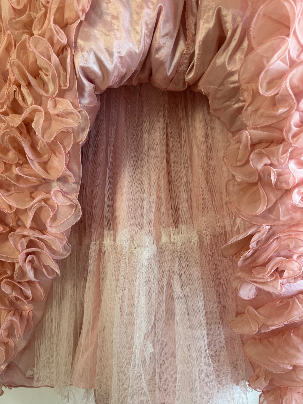Vestido de Fiesta Vintage Sonia Peña 2012 Rosa Blush con Volantes de Organza | Nuevo