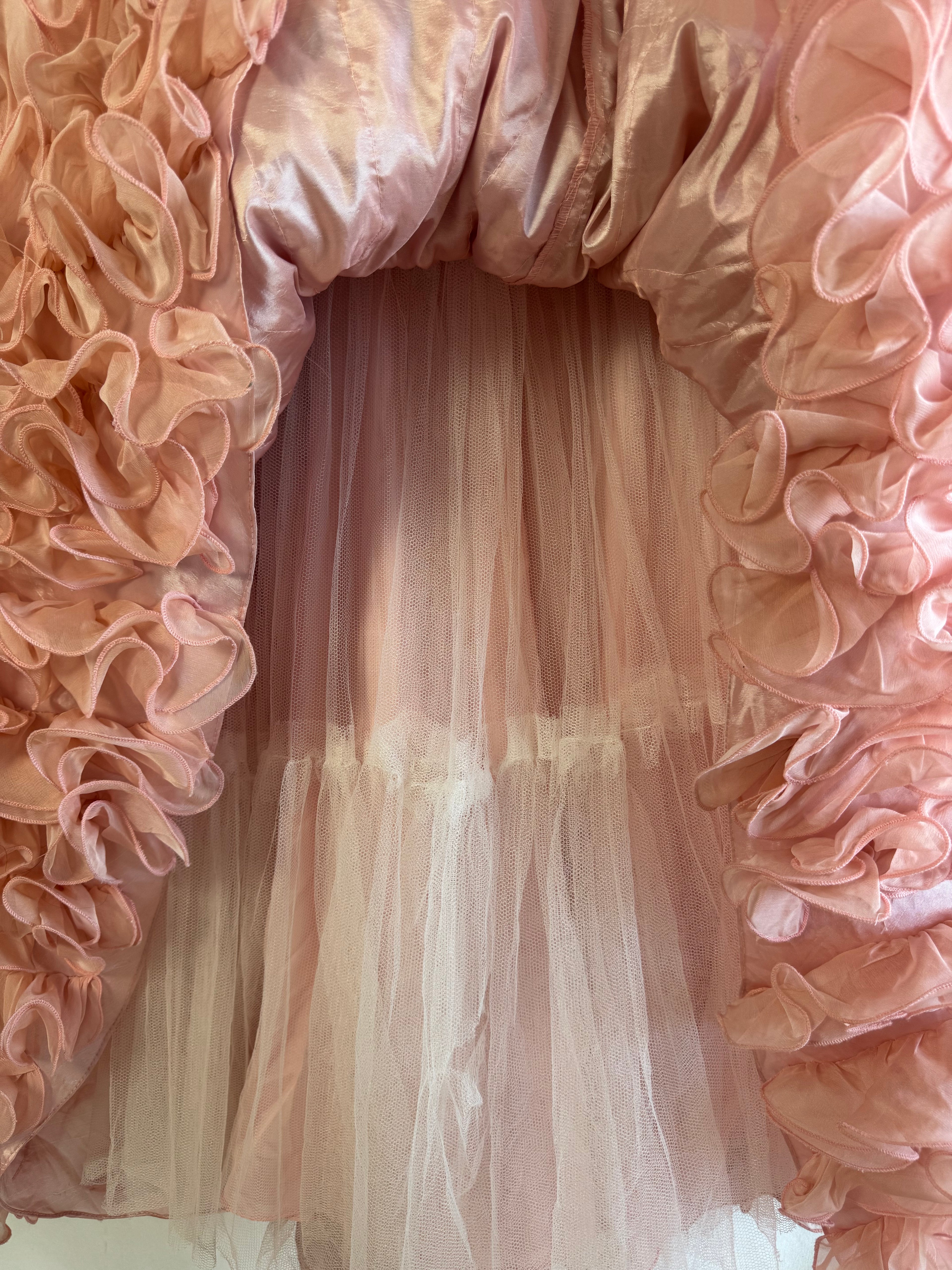 Vestido de Fiesta Vintage Sonia Peña 2012 Rosa Blush con Volantes de Organza | Nuevo