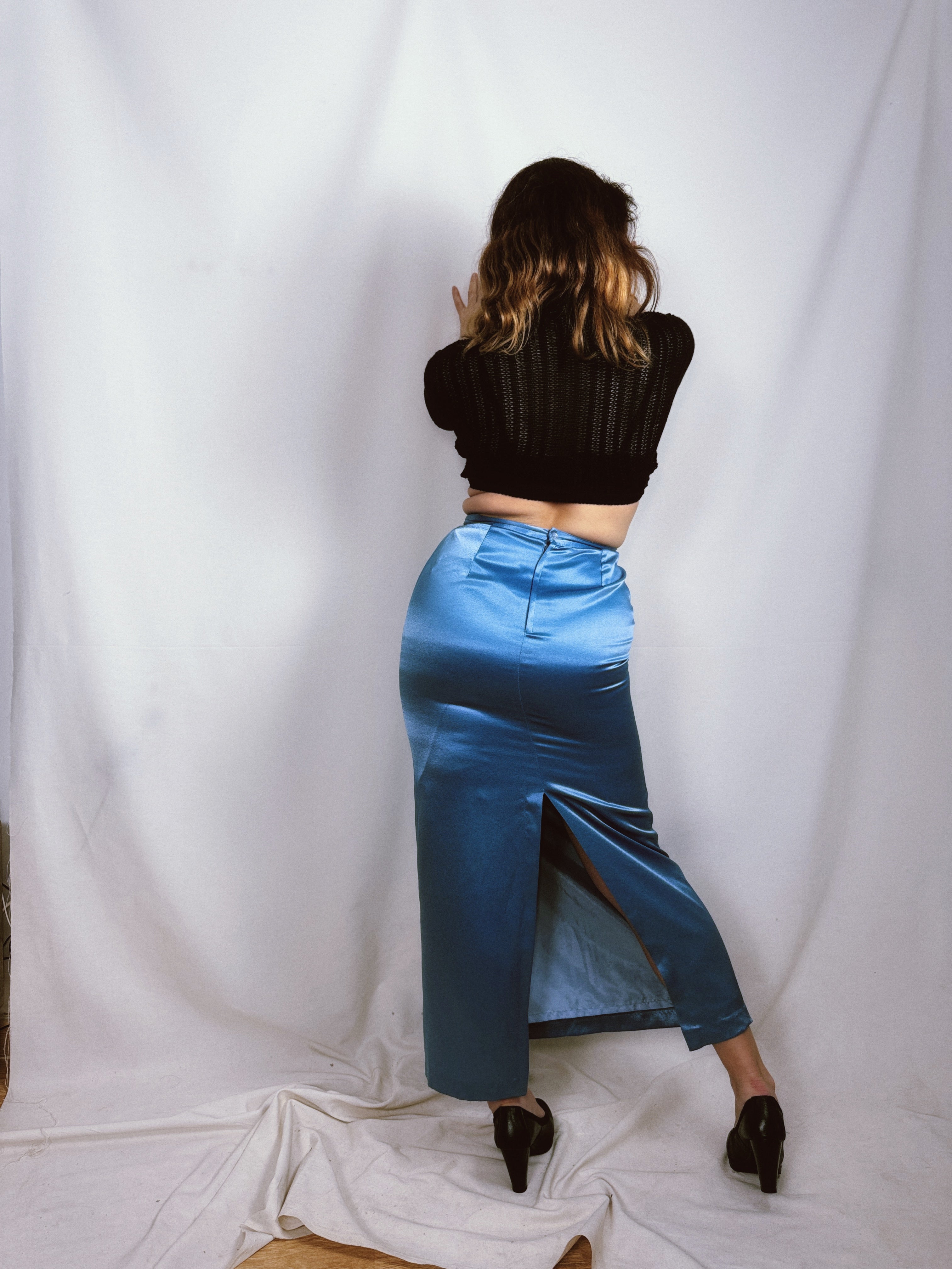 Falda vintage satén