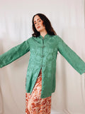 Kimono de Seda 100% Monsoon Verde Jade con Cierres Orientales | Talla EU 40