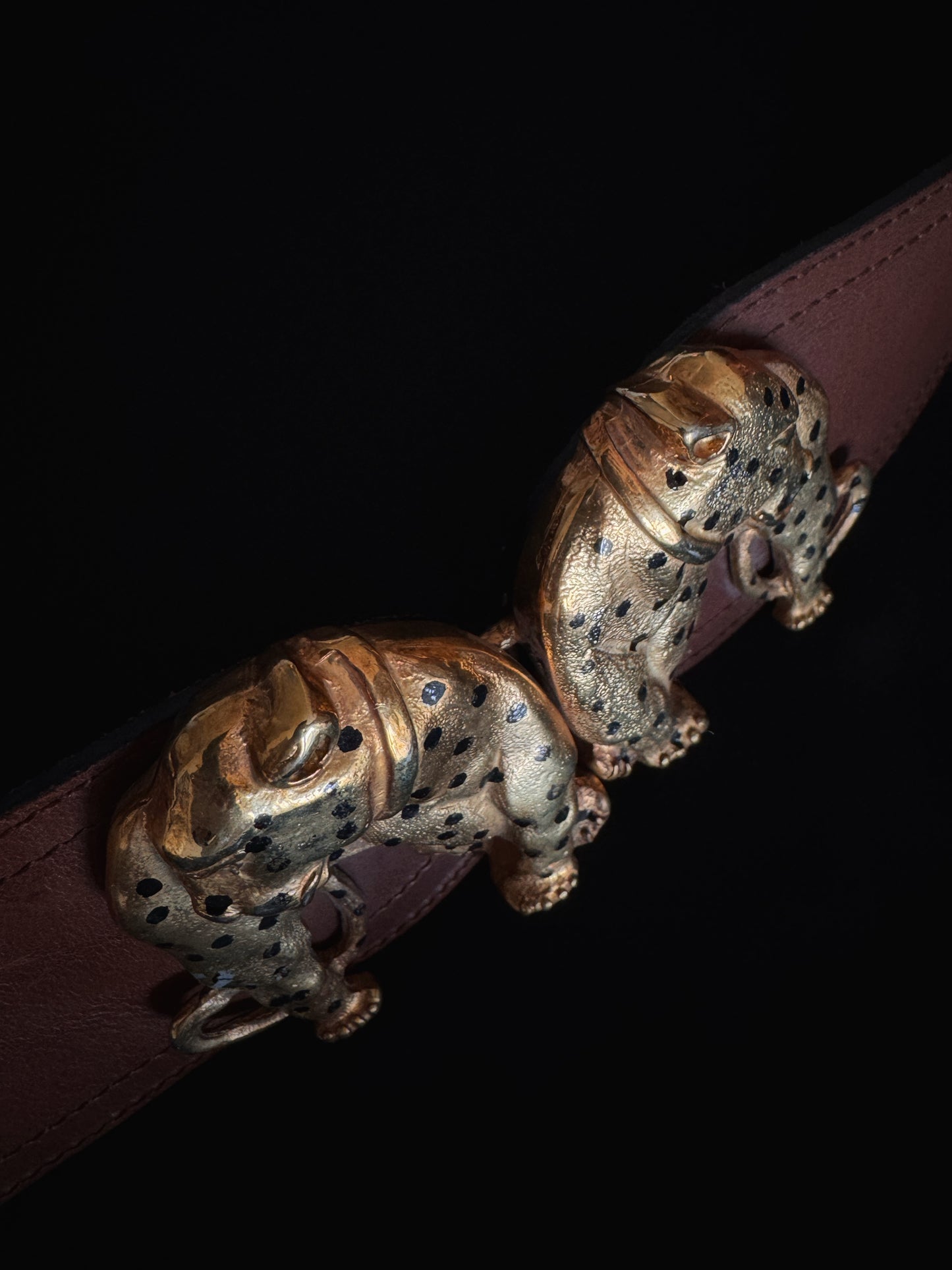 Cinturón de piel vintage leopardo