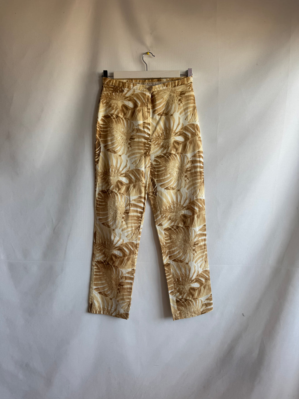 Pantalón Vintage Pilar Rueda Hojas Monstera Tiro Alto Talla 36/38