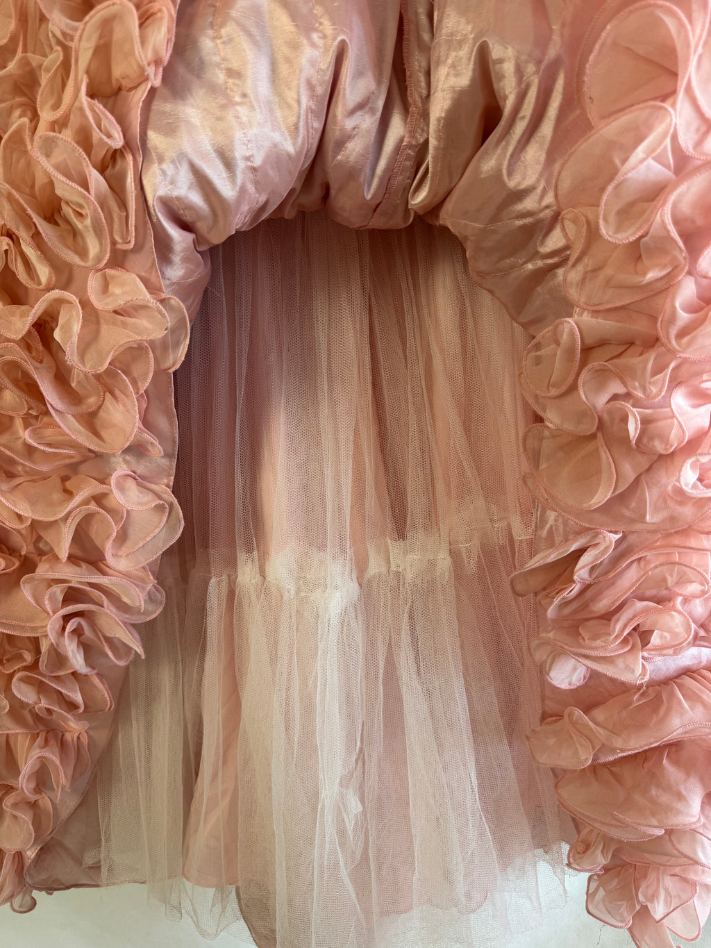 Vestido de Fiesta Vintage Sonia Peña 2012 Rosa Blush con Volantes de Organza | Nuevo
