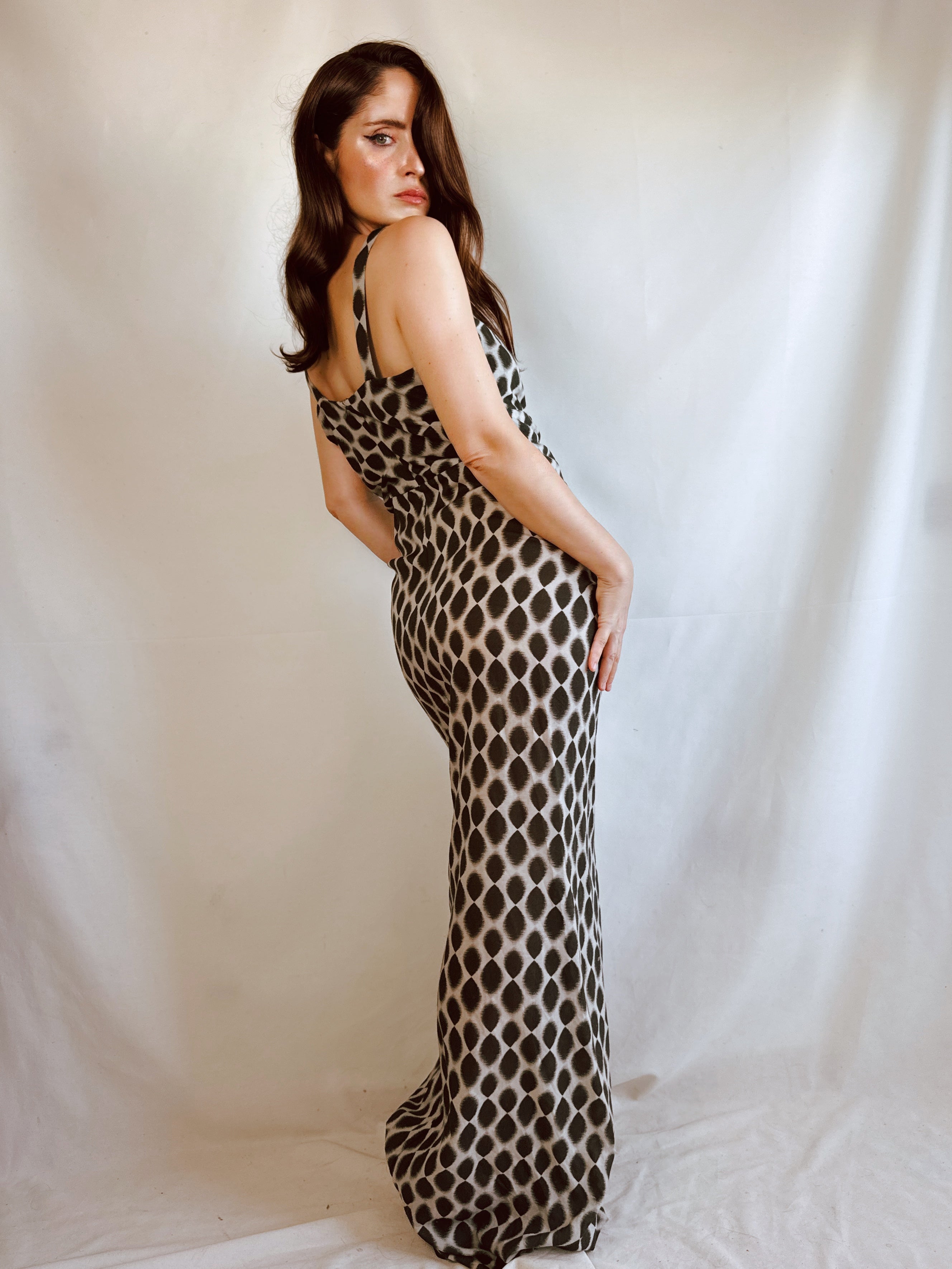 Vestido Vintage Aquascutum Seda & Lana · Made in Portugal · Designer Draped Maxi Dress