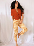 Pantalón Vintage Pilar Rueda Hojas Monstera Tiro Alto Talla 36/38