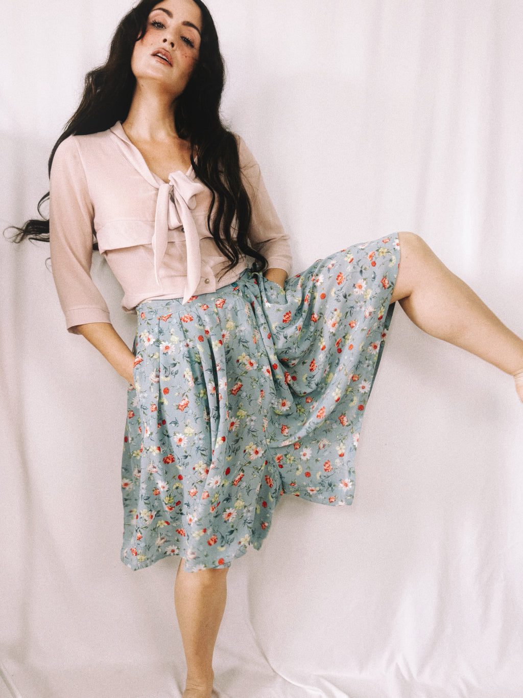 Bermudas vintage celestes estampadas
