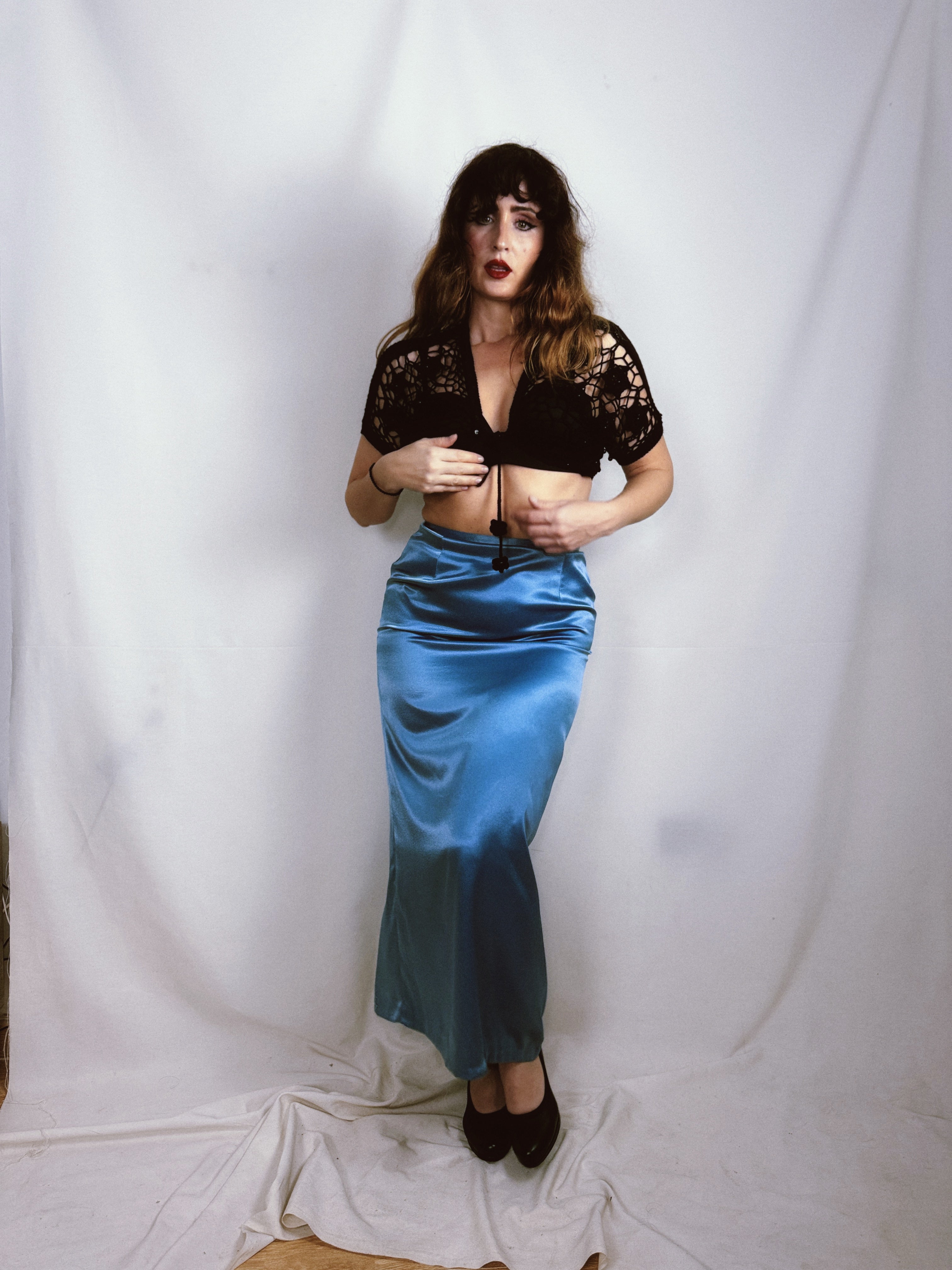 Falda vintage satén